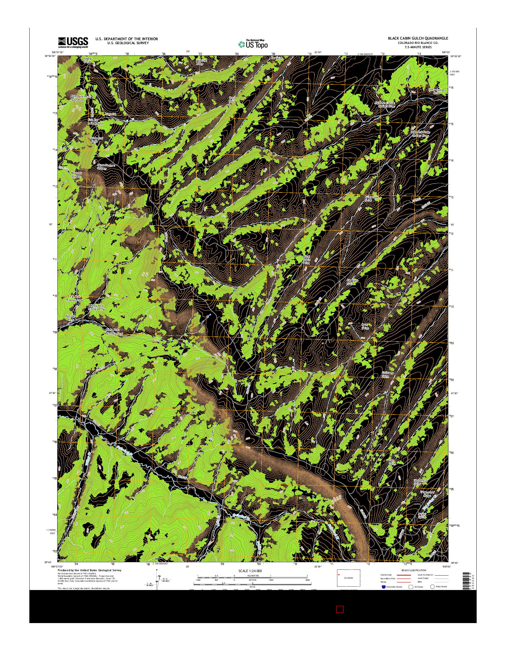 USGS US TOPO 7.5-MINUTE MAP FOR BLACK CABIN GULCH, CO 2016