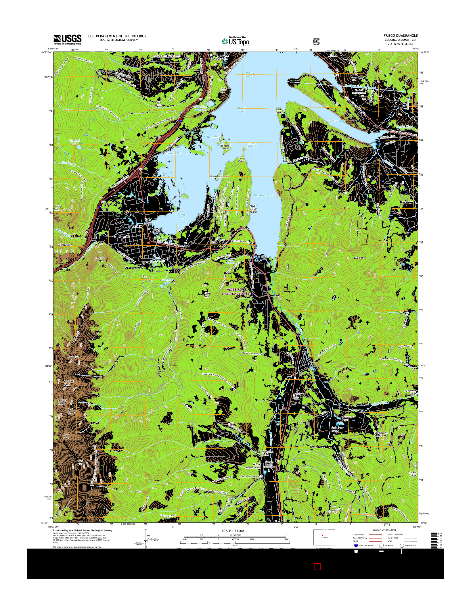 USGS US TOPO 7.5-MINUTE MAP FOR FRISCO, CO 2016