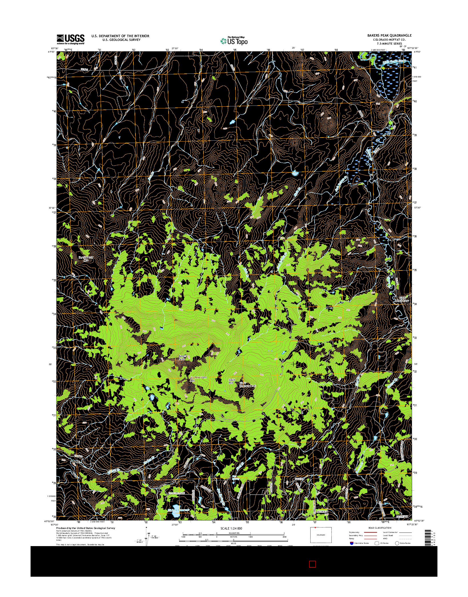 USGS US TOPO 7.5-MINUTE MAP FOR BAKERS PEAK, CO 2016