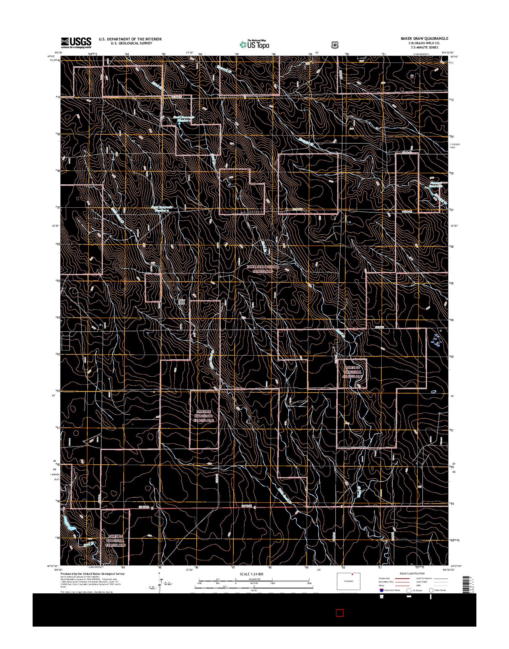 USGS US TOPO 7.5-MINUTE MAP FOR BAKER DRAW, CO 2016