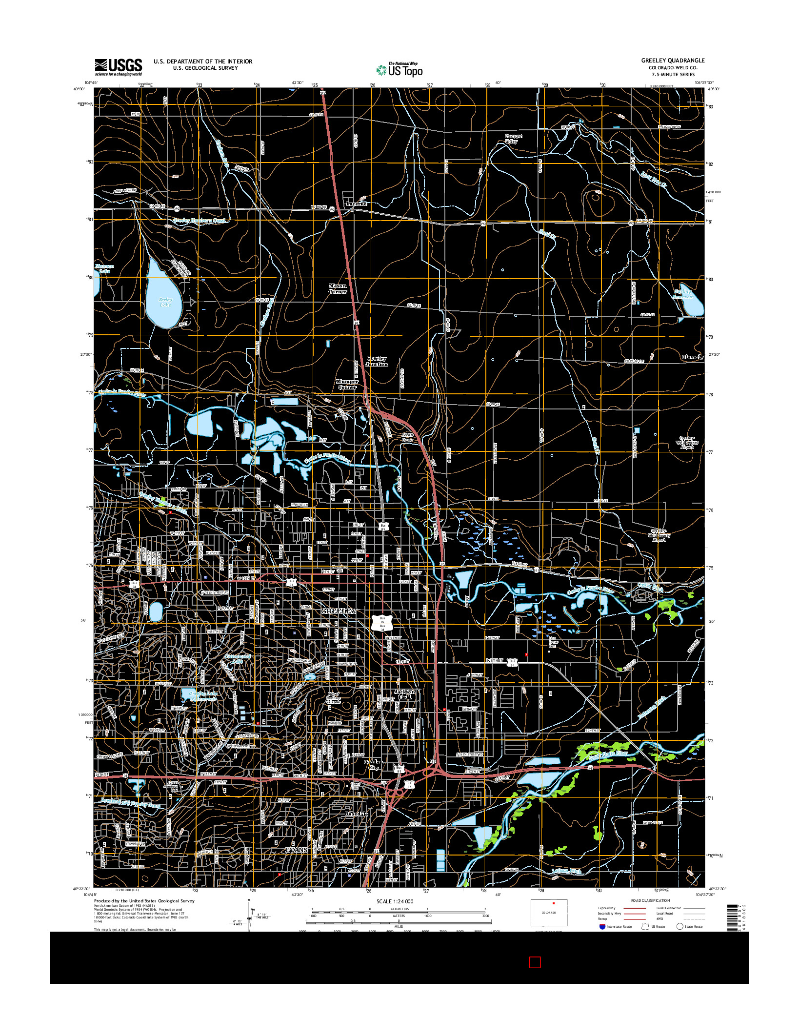 USGS US TOPO 7.5-MINUTE MAP FOR GREELEY, CO 2016