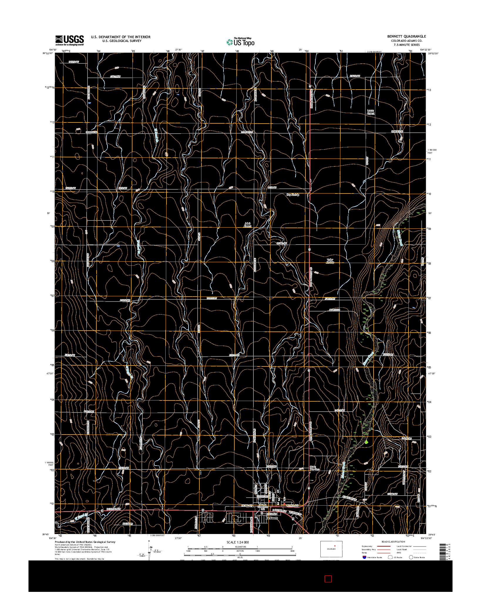 USGS US TOPO 7.5-MINUTE MAP FOR BENNETT, CO 2016