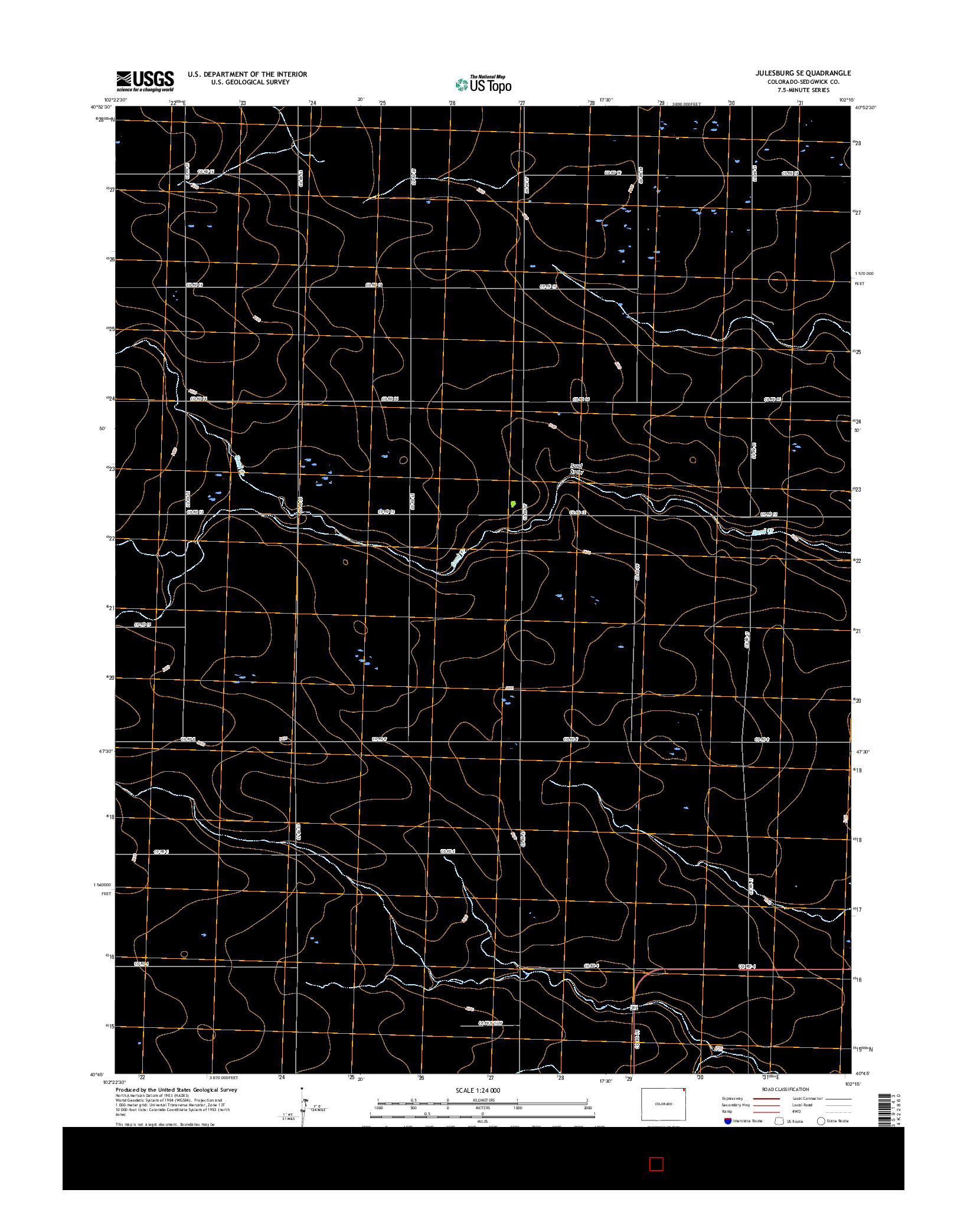 USGS US TOPO 7.5-MINUTE MAP FOR JULESBURG SE, CO 2016