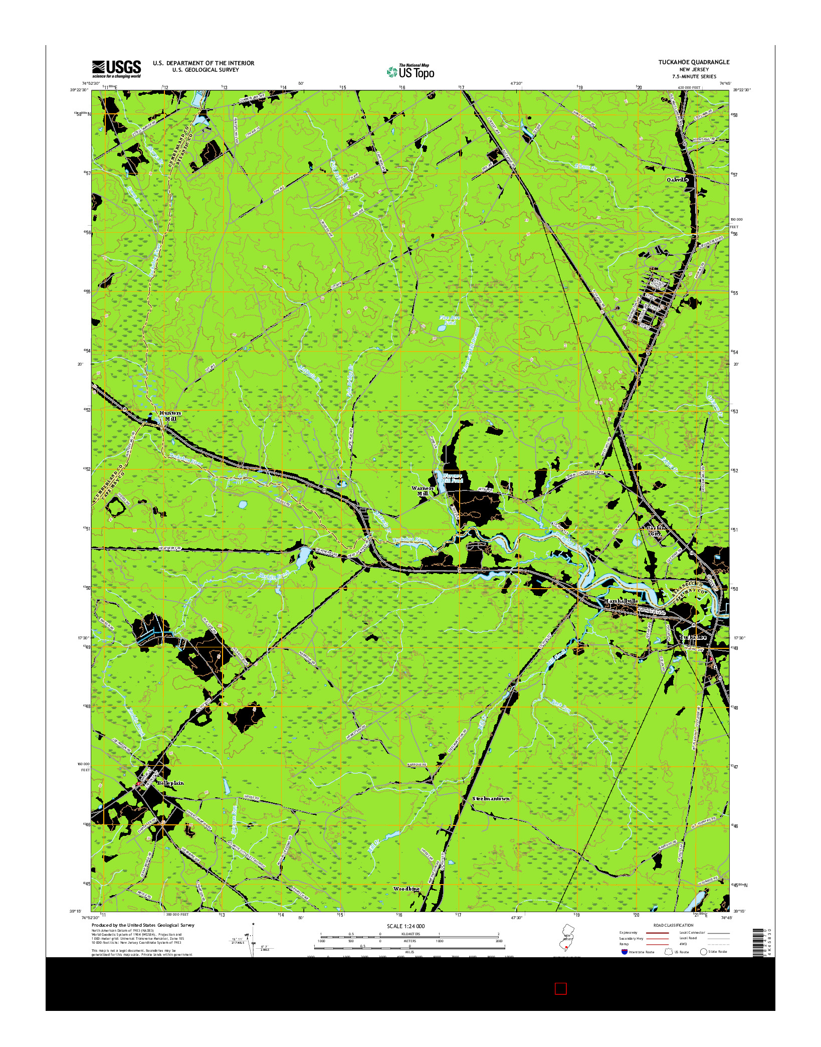 USGS US TOPO 7.5-MINUTE MAP FOR TUCKAHOE, NJ 2016