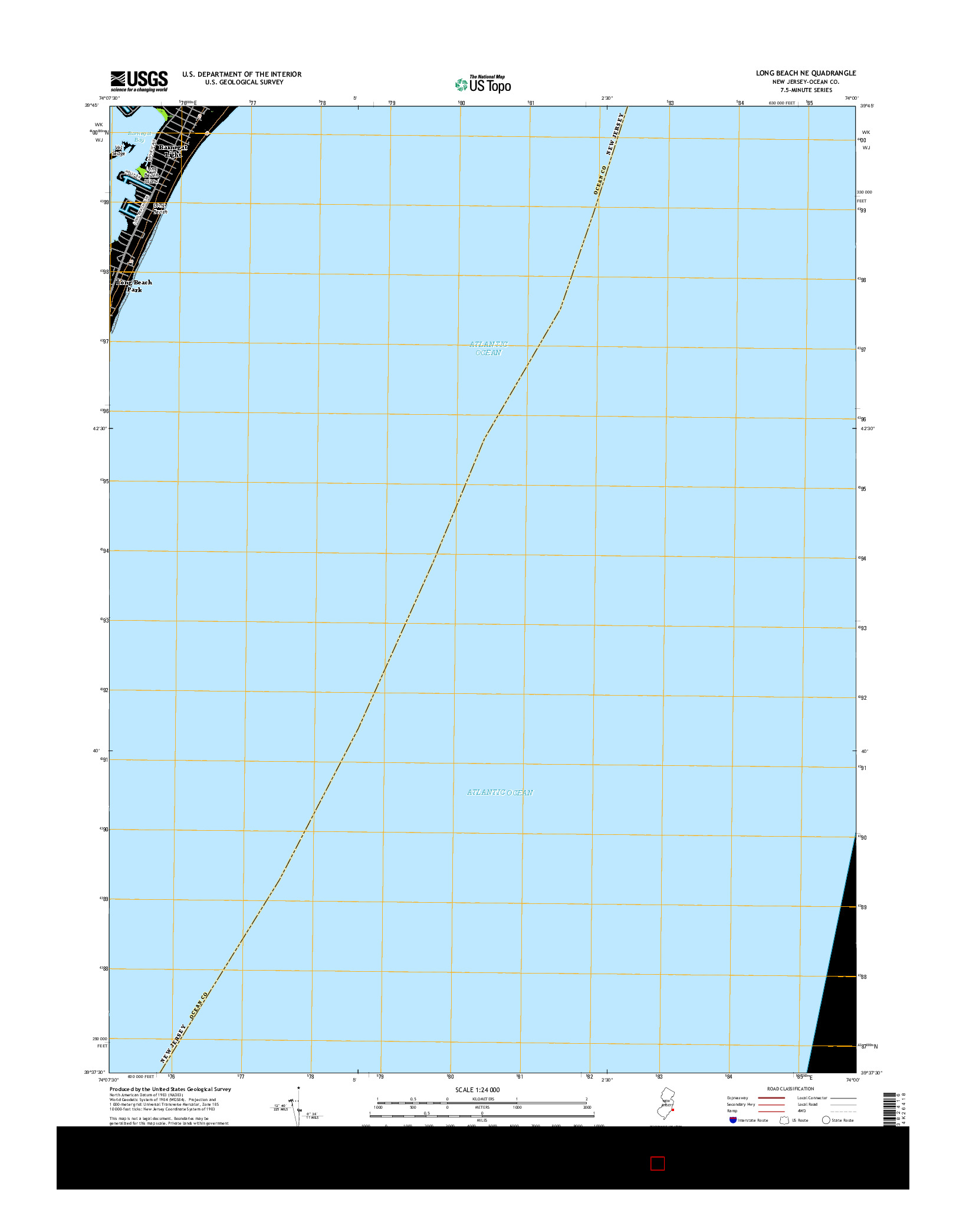 USGS US TOPO 7.5-MINUTE MAP FOR LONG BEACH NE, NJ 2016