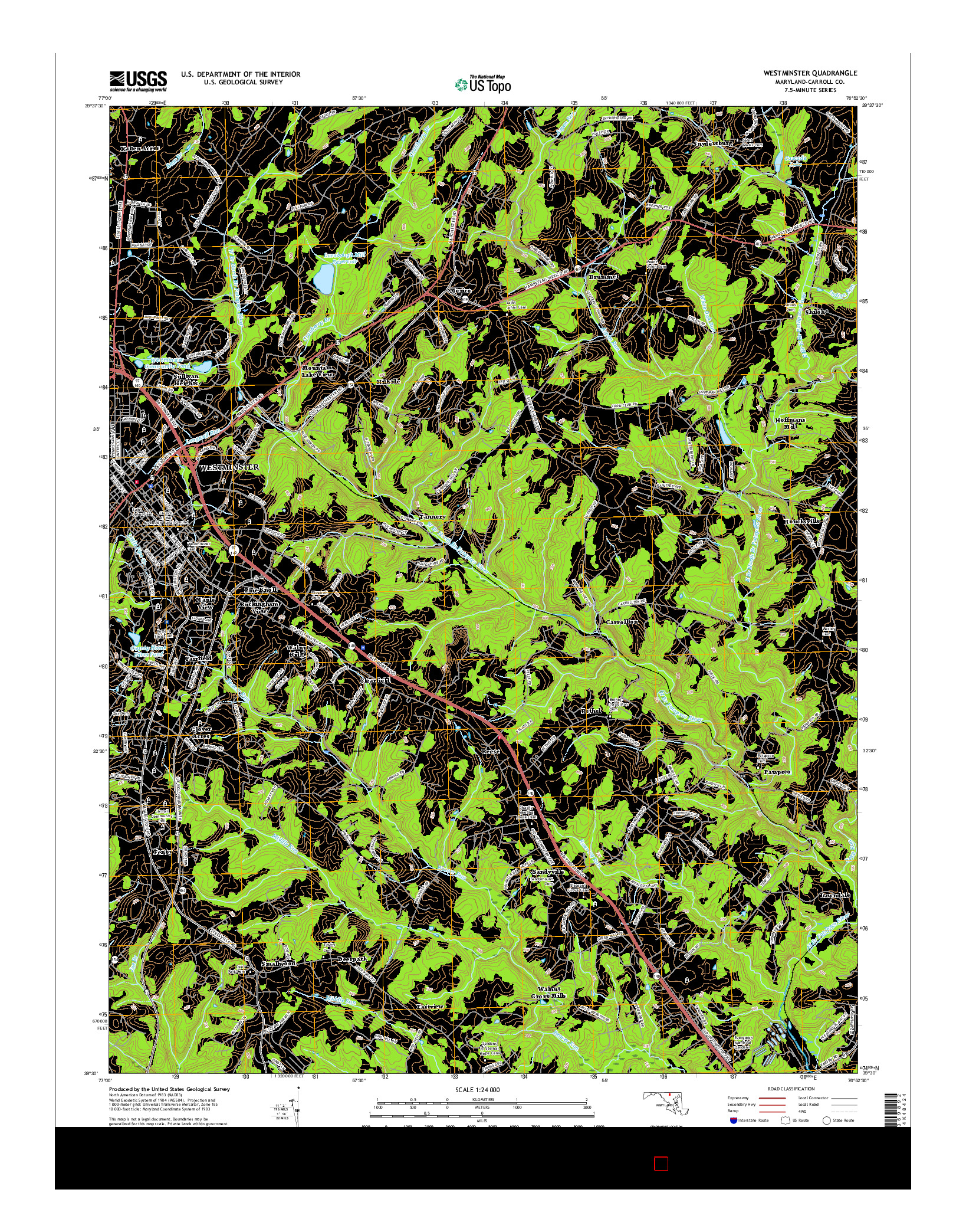 USGS US TOPO 7.5-MINUTE MAP FOR WESTMINSTER, MD 2016