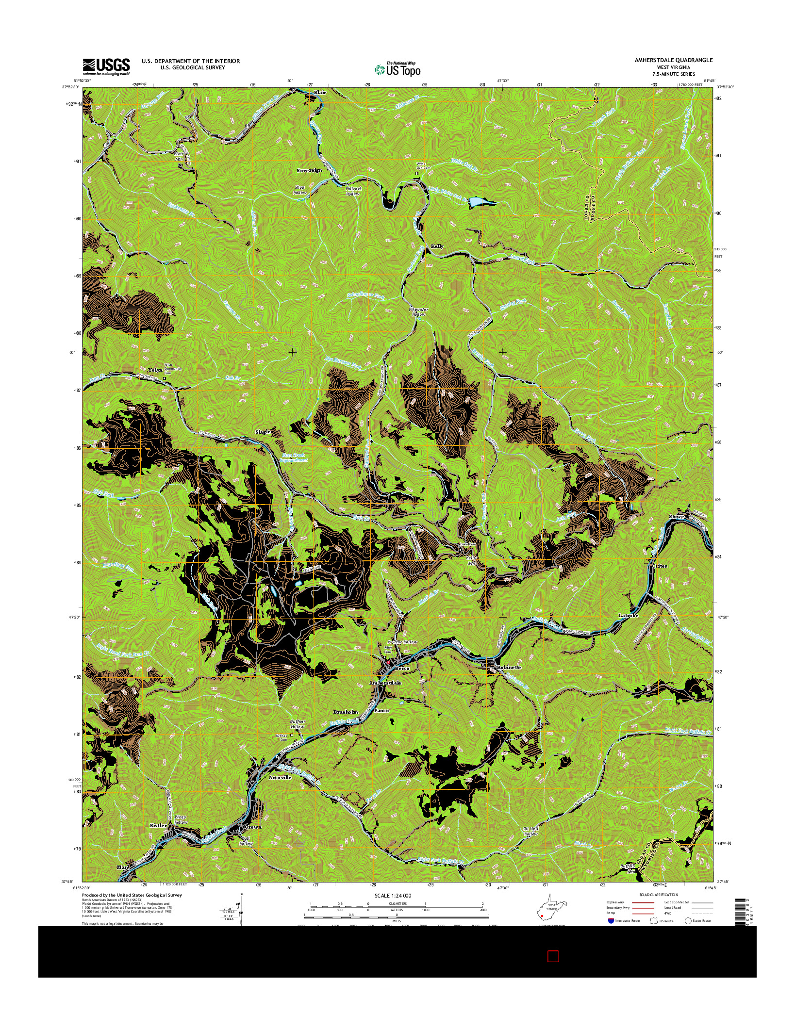 USGS US TOPO 7.5-MINUTE MAP FOR AMHERSTDALE, WV 2016