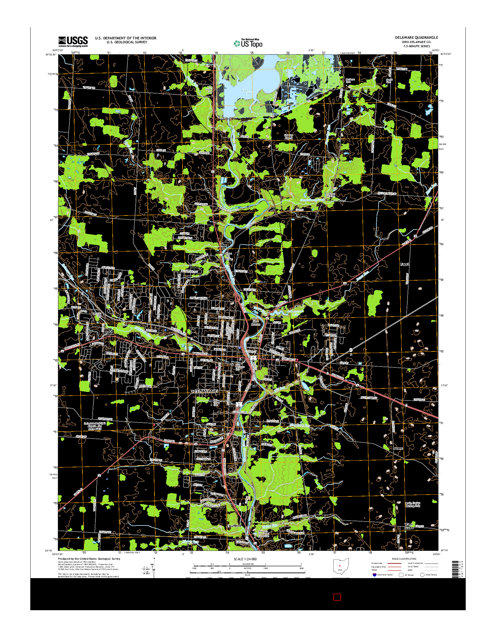 USGS US TOPO 7.5-MINUTE MAP FOR DELAWARE, OH 2016