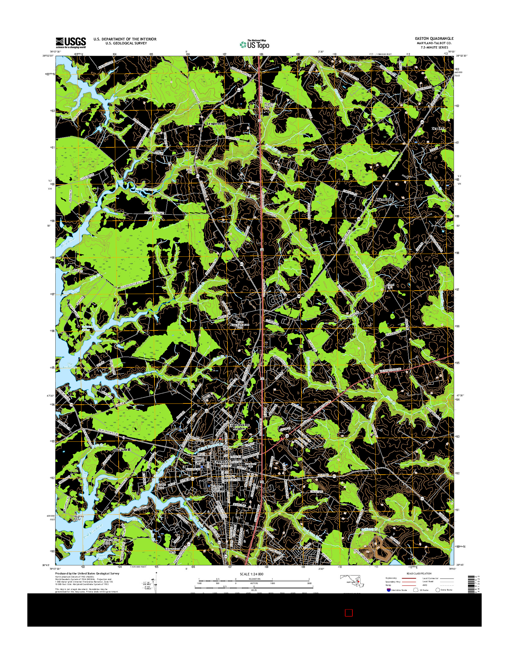 USGS US TOPO 7.5-MINUTE MAP FOR EASTON, MD 2016