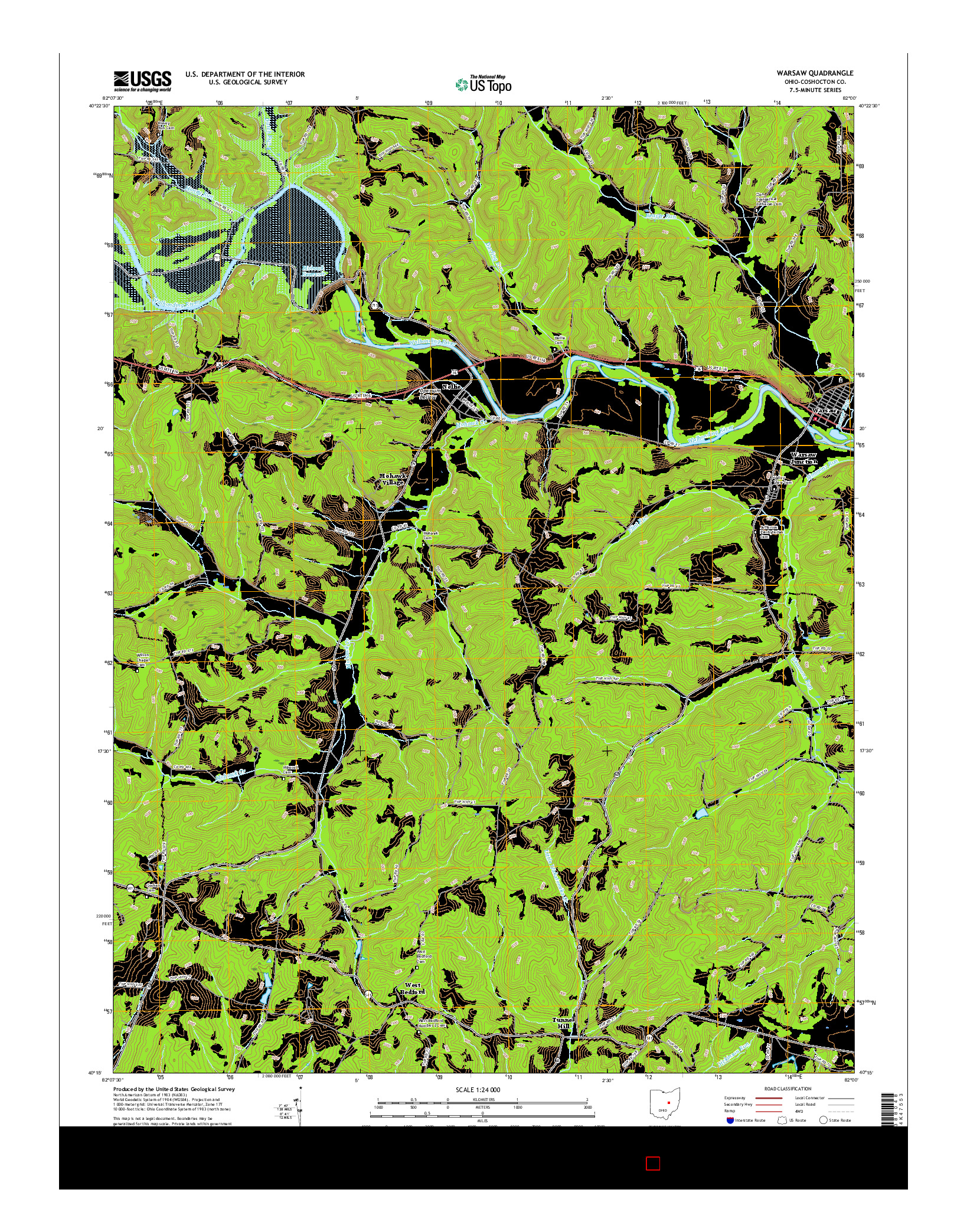 USGS US TOPO 7.5-MINUTE MAP FOR WARSAW, OH 2016