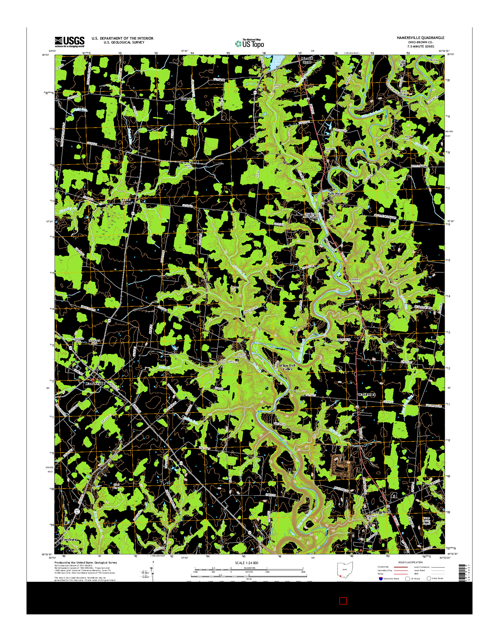 USGS US TOPO 7.5-MINUTE MAP FOR HAMERSVILLE, OH 2016