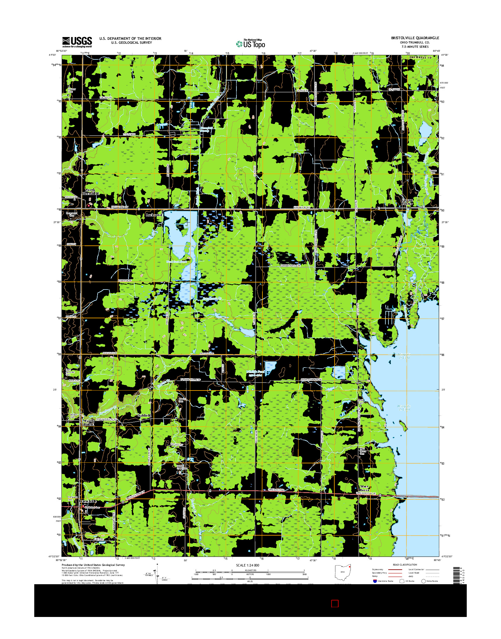 USGS US TOPO 7.5-MINUTE MAP FOR BRISTOLVILLE, OH 2016