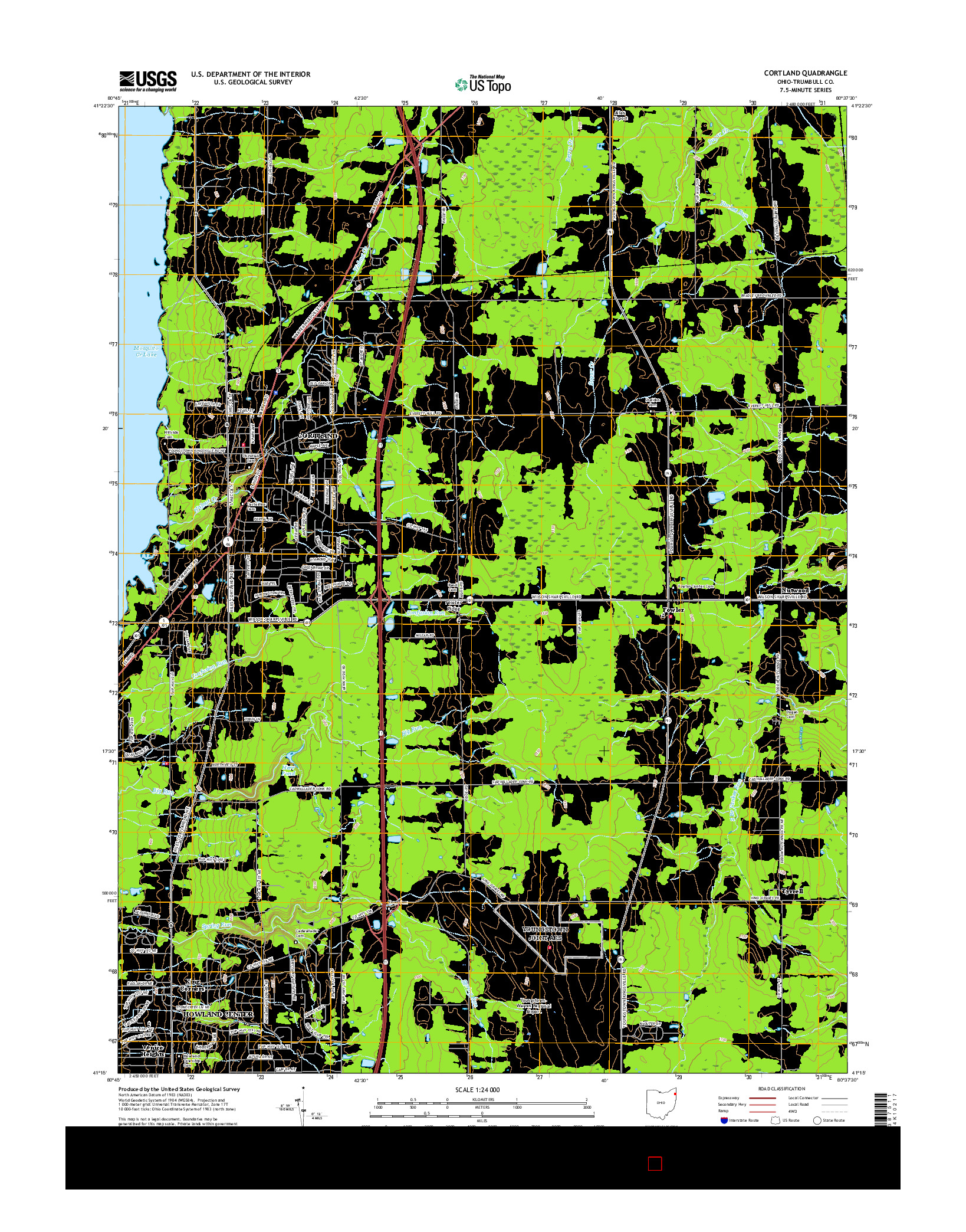 USGS US TOPO 7.5-MINUTE MAP FOR CORTLAND, OH 2016