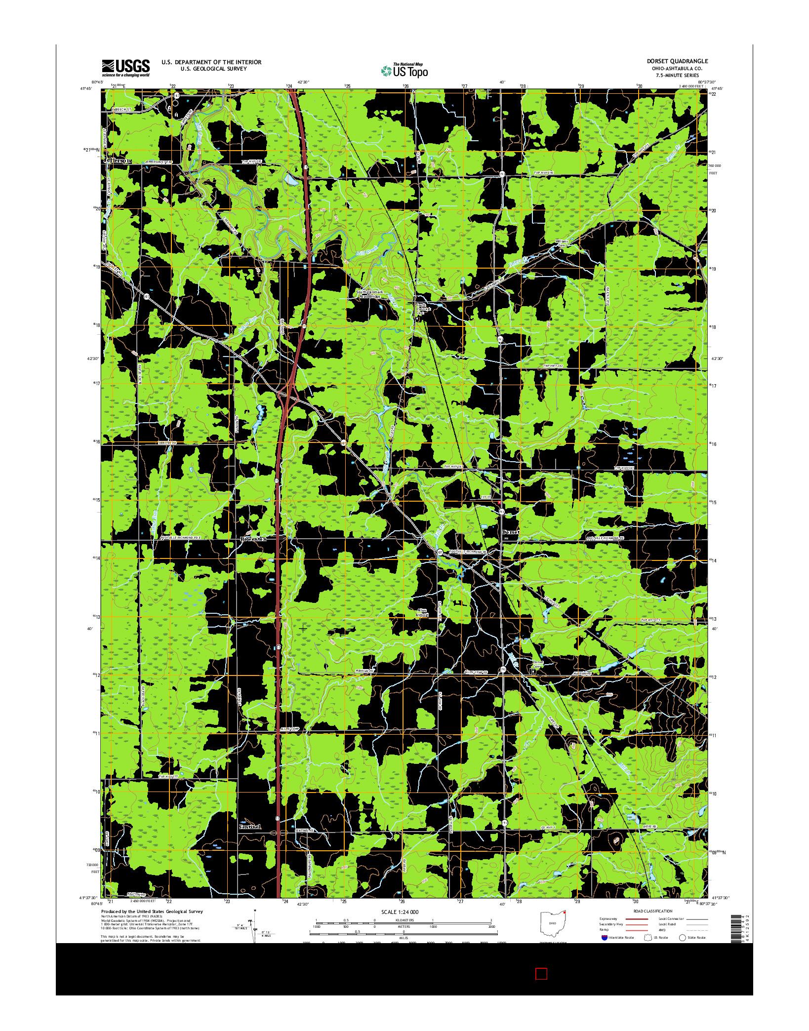 USGS US TOPO 7.5-MINUTE MAP FOR DORSET, OH 2016