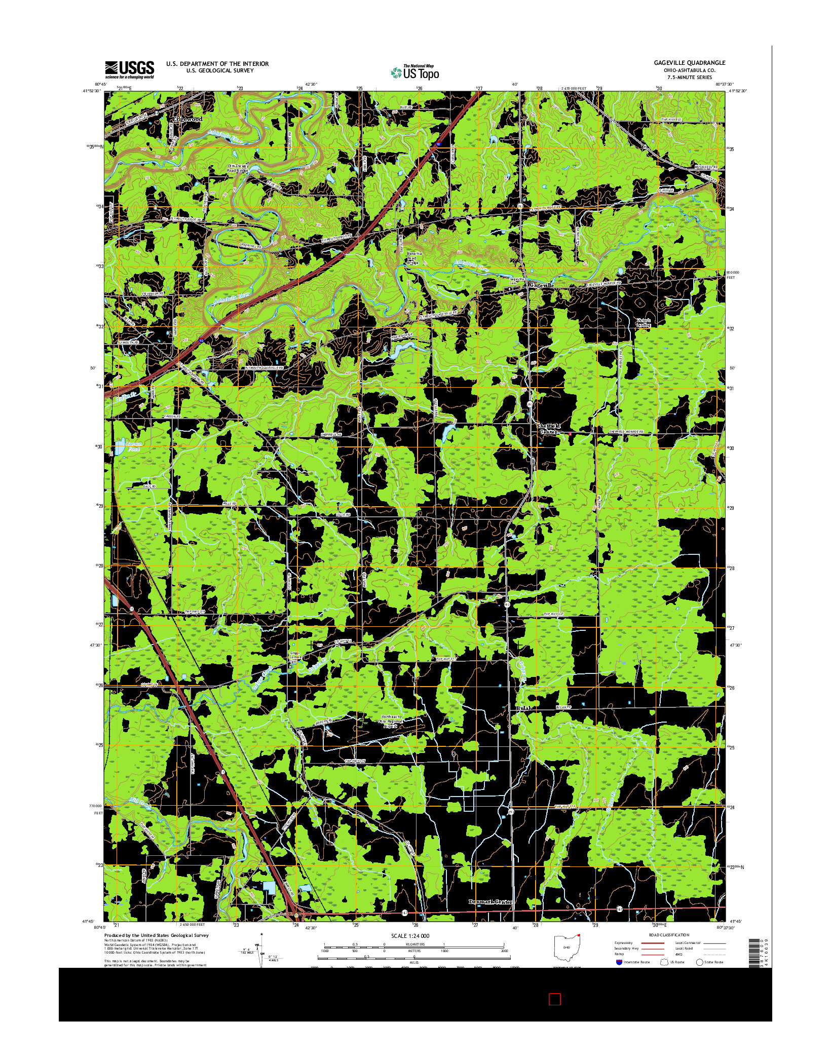 USGS US TOPO 7.5-MINUTE MAP FOR GAGEVILLE, OH 2016