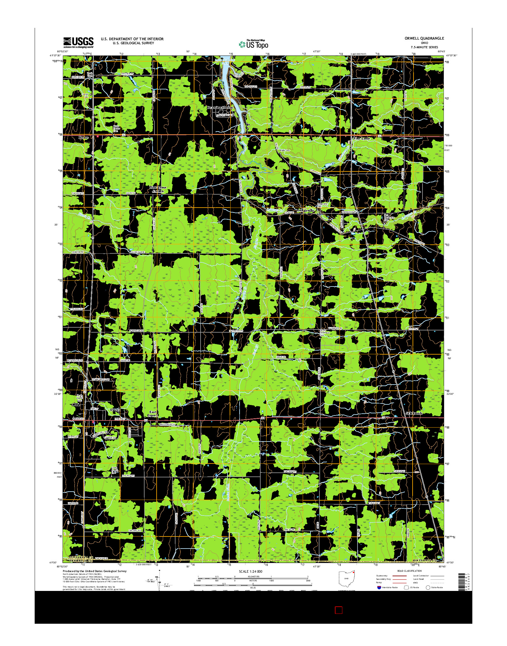 USGS US TOPO 7.5-MINUTE MAP FOR ORWELL, OH 2016