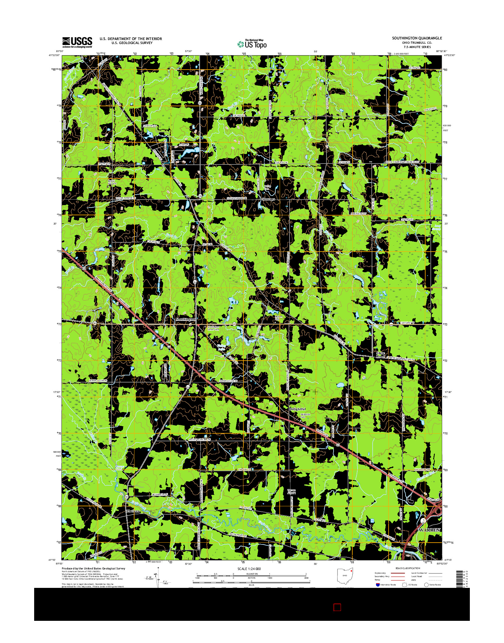 USGS US TOPO 7.5-MINUTE MAP FOR SOUTHINGTON, OH 2016