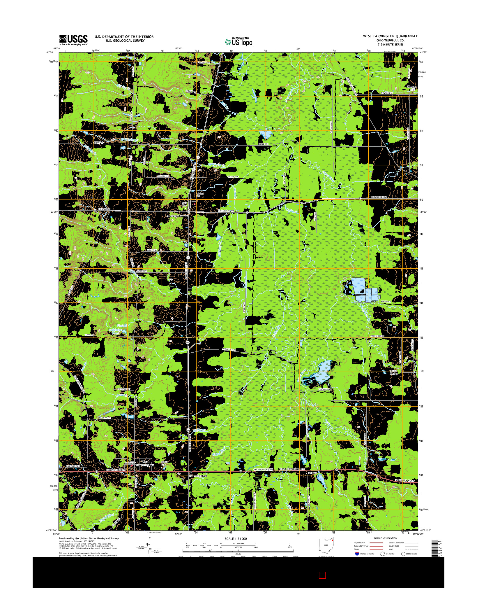 USGS US TOPO 7.5-MINUTE MAP FOR WEST FARMINGTON, OH 2016