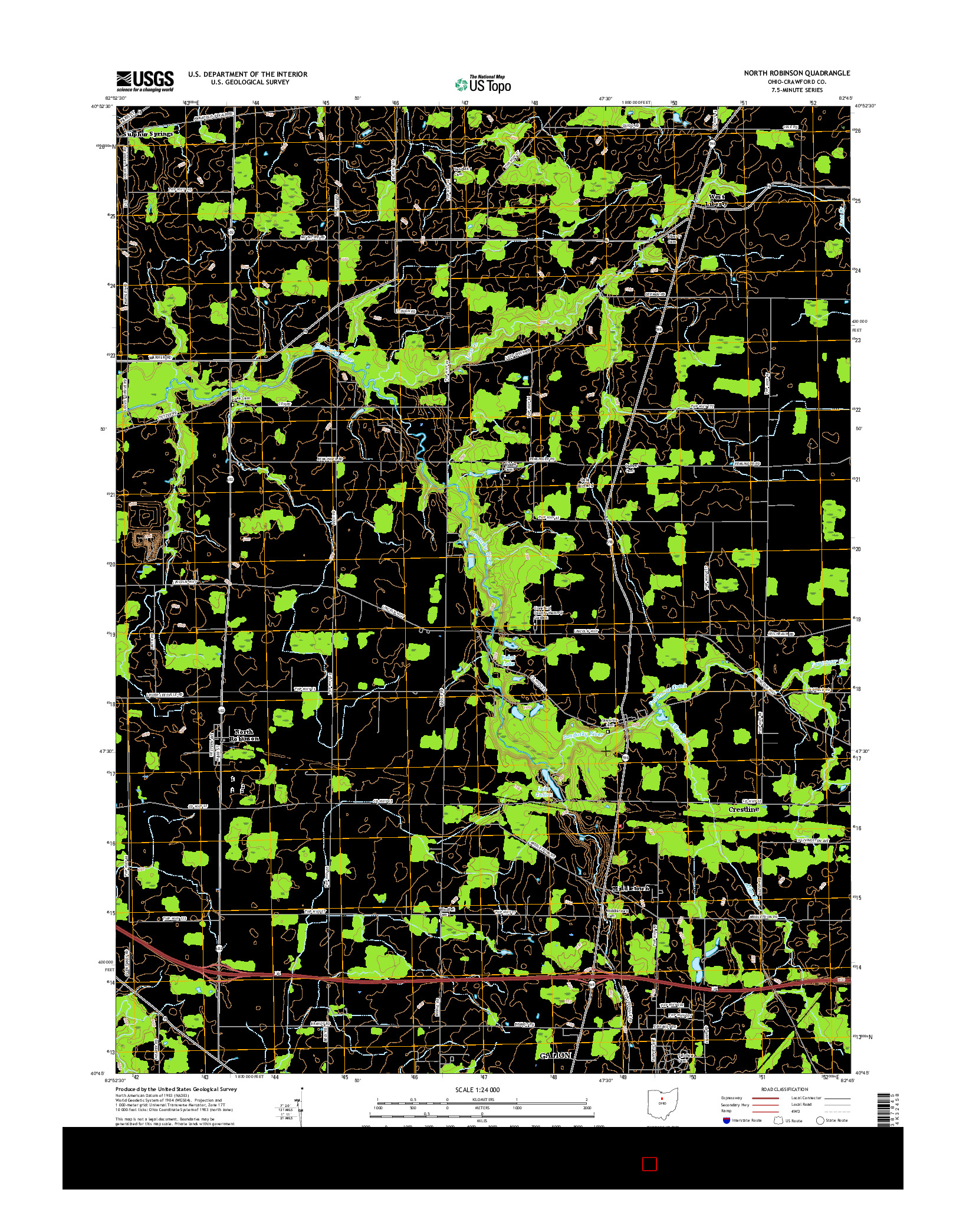 USGS US TOPO 7.5-MINUTE MAP FOR NORTH ROBINSON, OH 2016