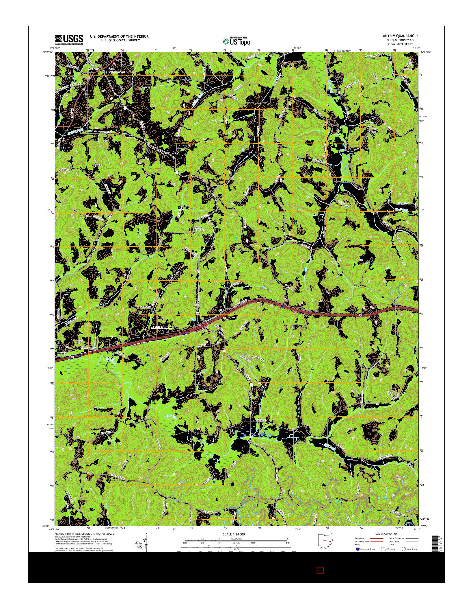 USGS US TOPO 7.5-MINUTE MAP FOR ANTRIM, OH 2016