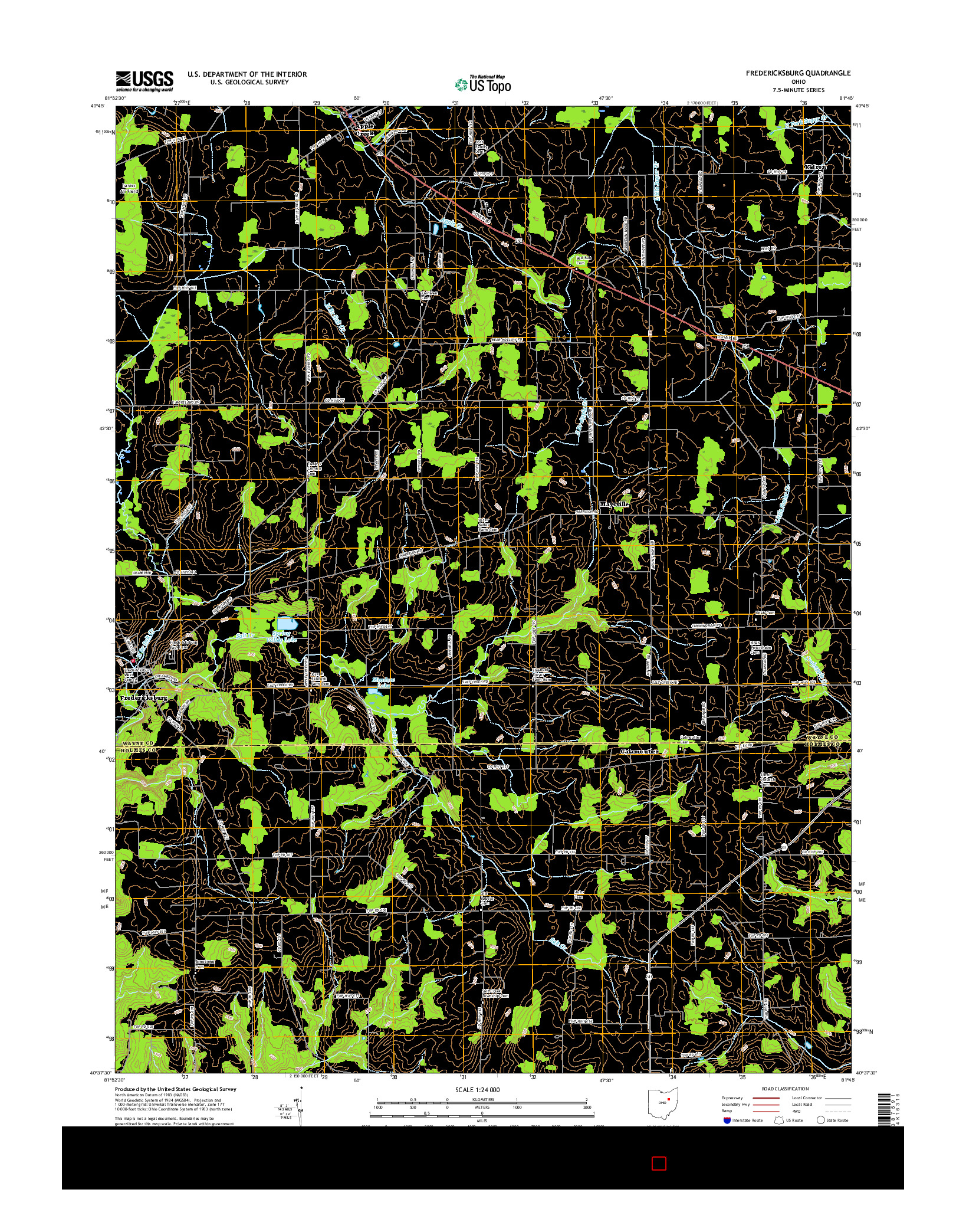 USGS US TOPO 7.5-MINUTE MAP FOR FREDERICKSBURG, OH 2016