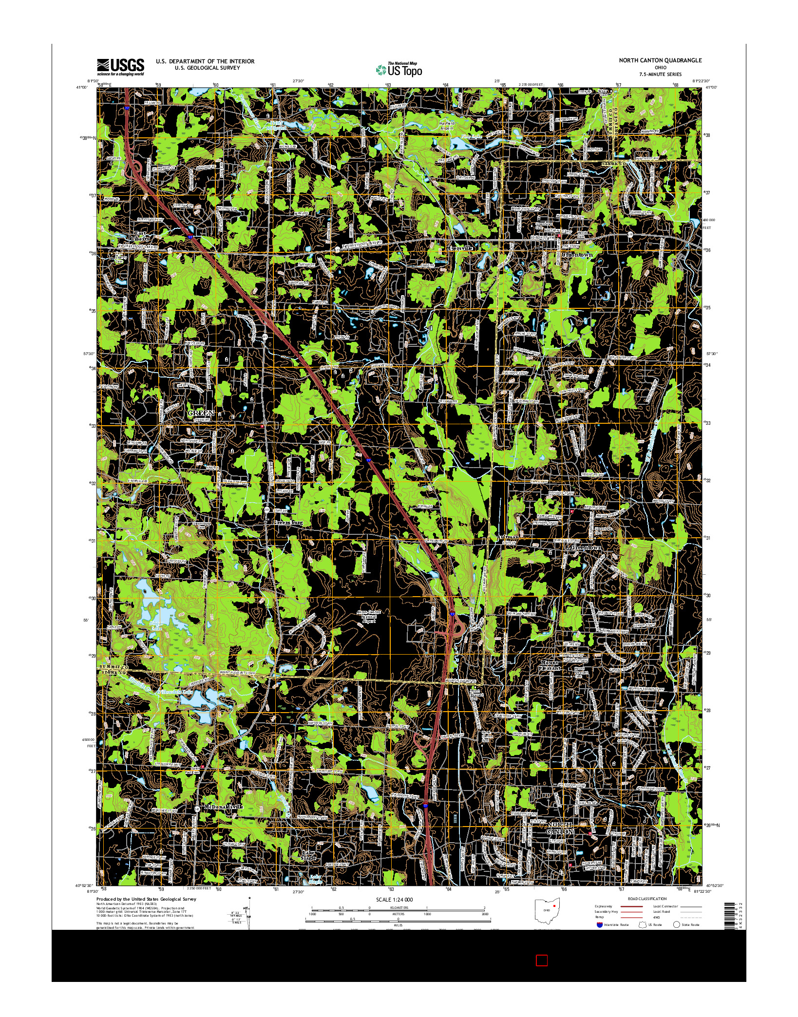 USGS US TOPO 7.5-MINUTE MAP FOR NORTH CANTON, OH 2016