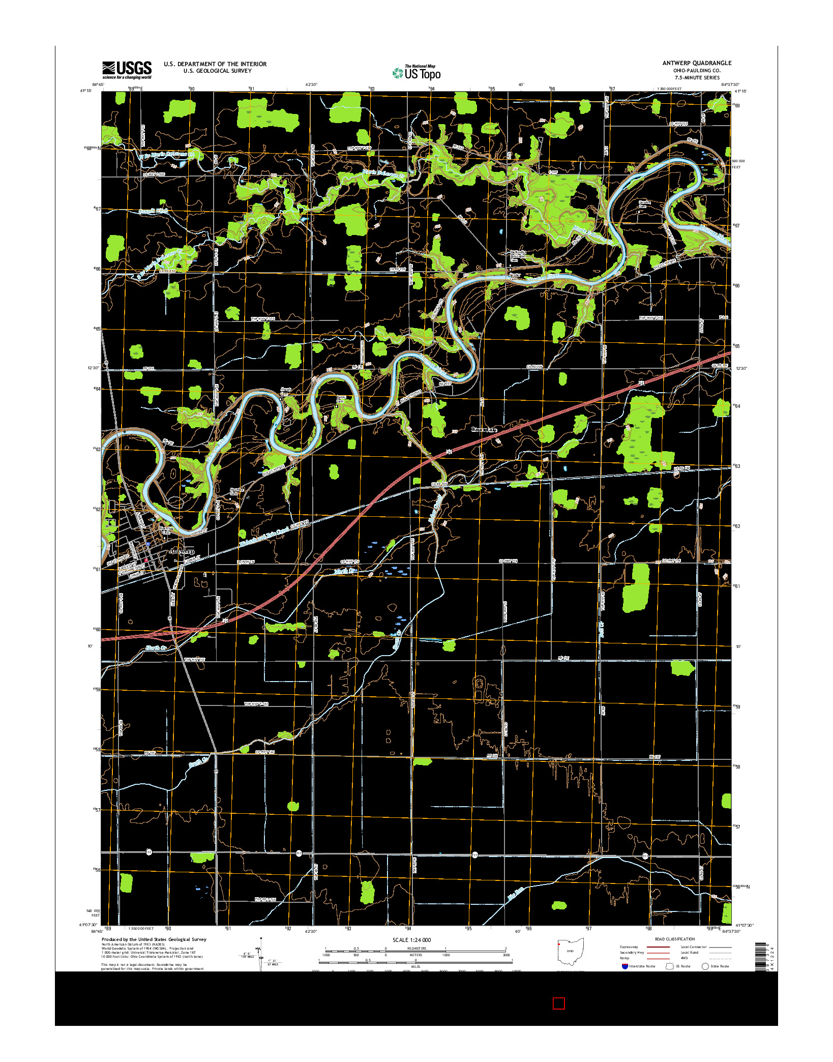 USGS US TOPO 7.5-MINUTE MAP FOR ANTWERP, OH 2016