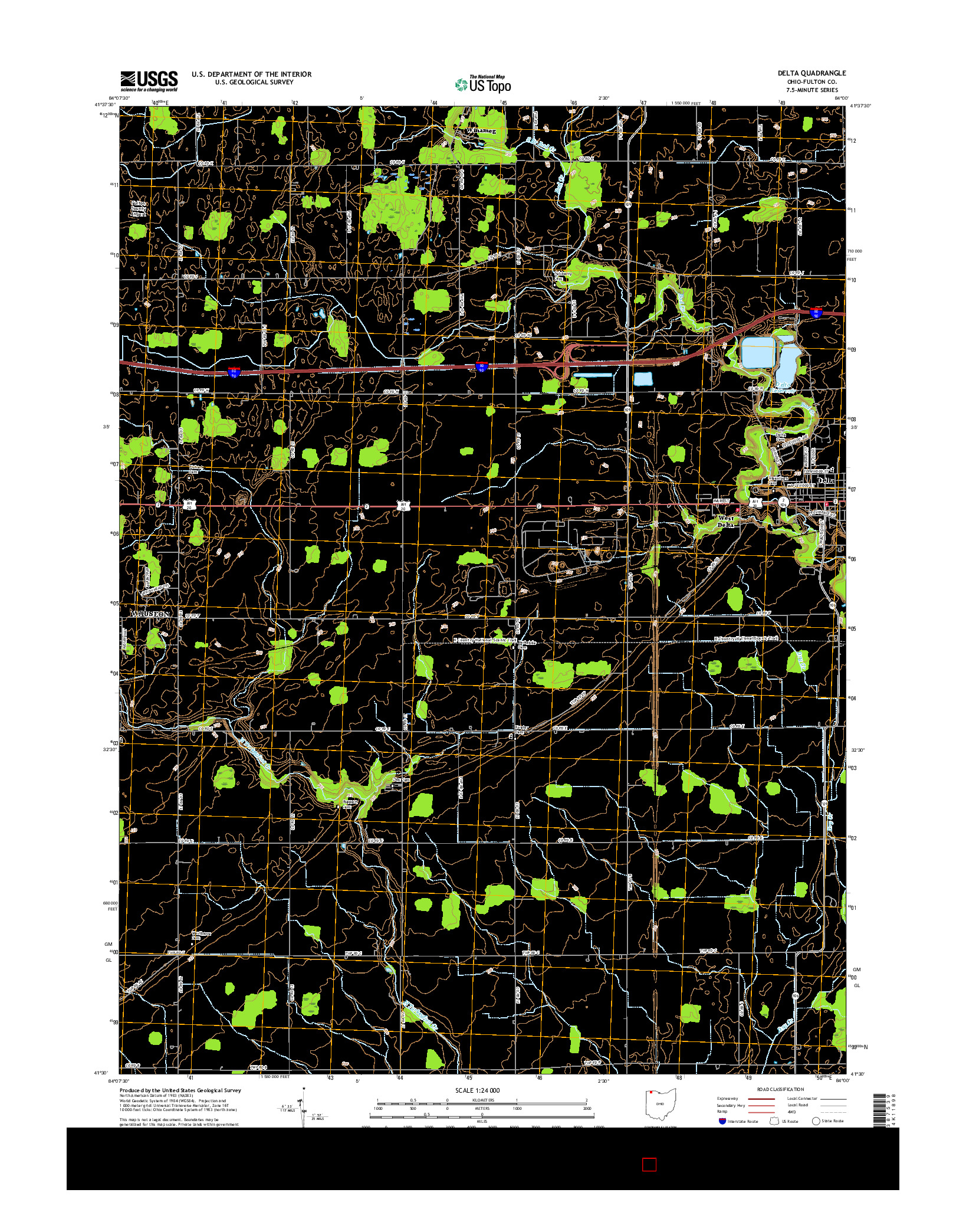 USGS US TOPO 7.5-MINUTE MAP FOR DELTA, OH 2016