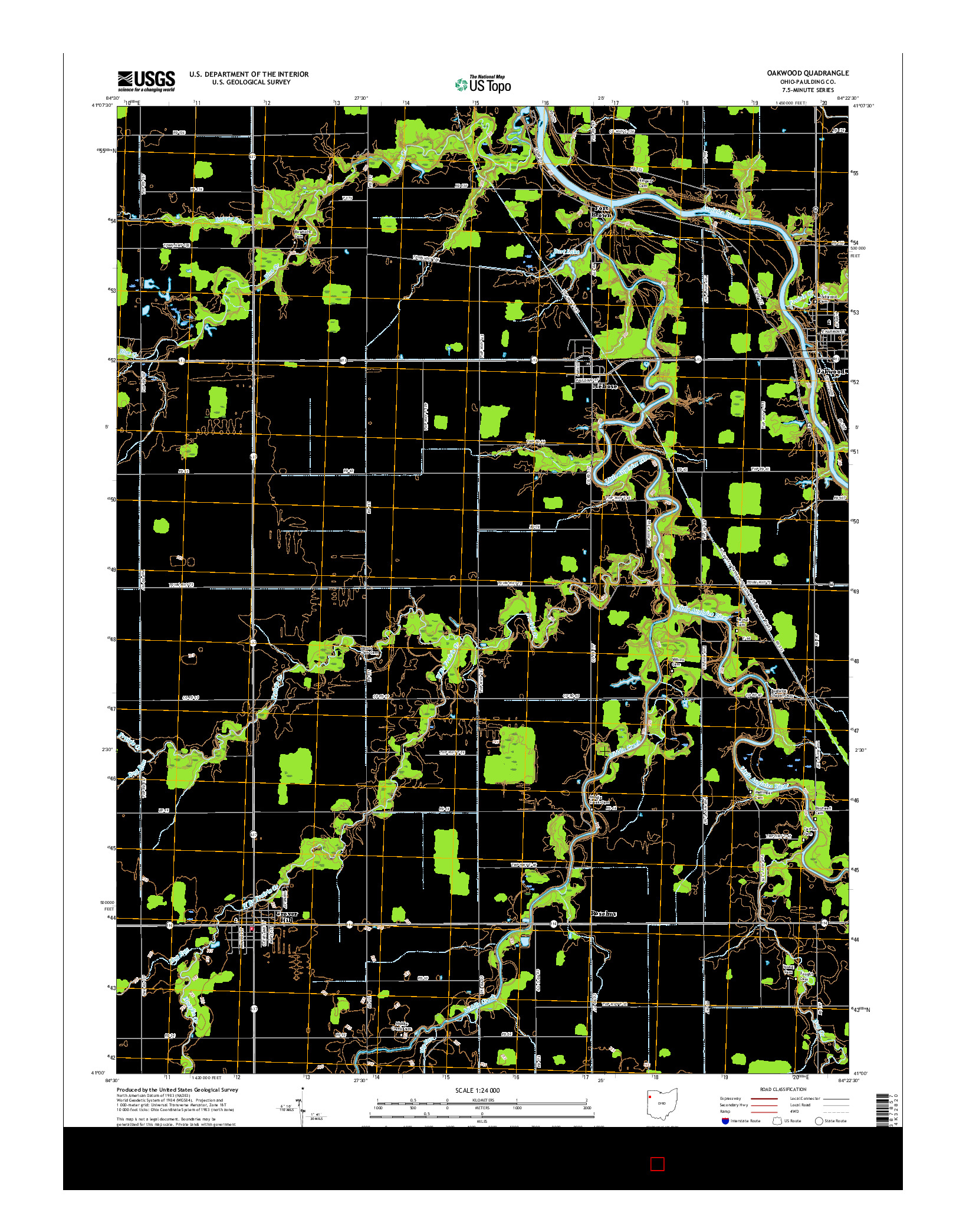 USGS US TOPO 7.5-MINUTE MAP FOR OAKWOOD, OH 2016