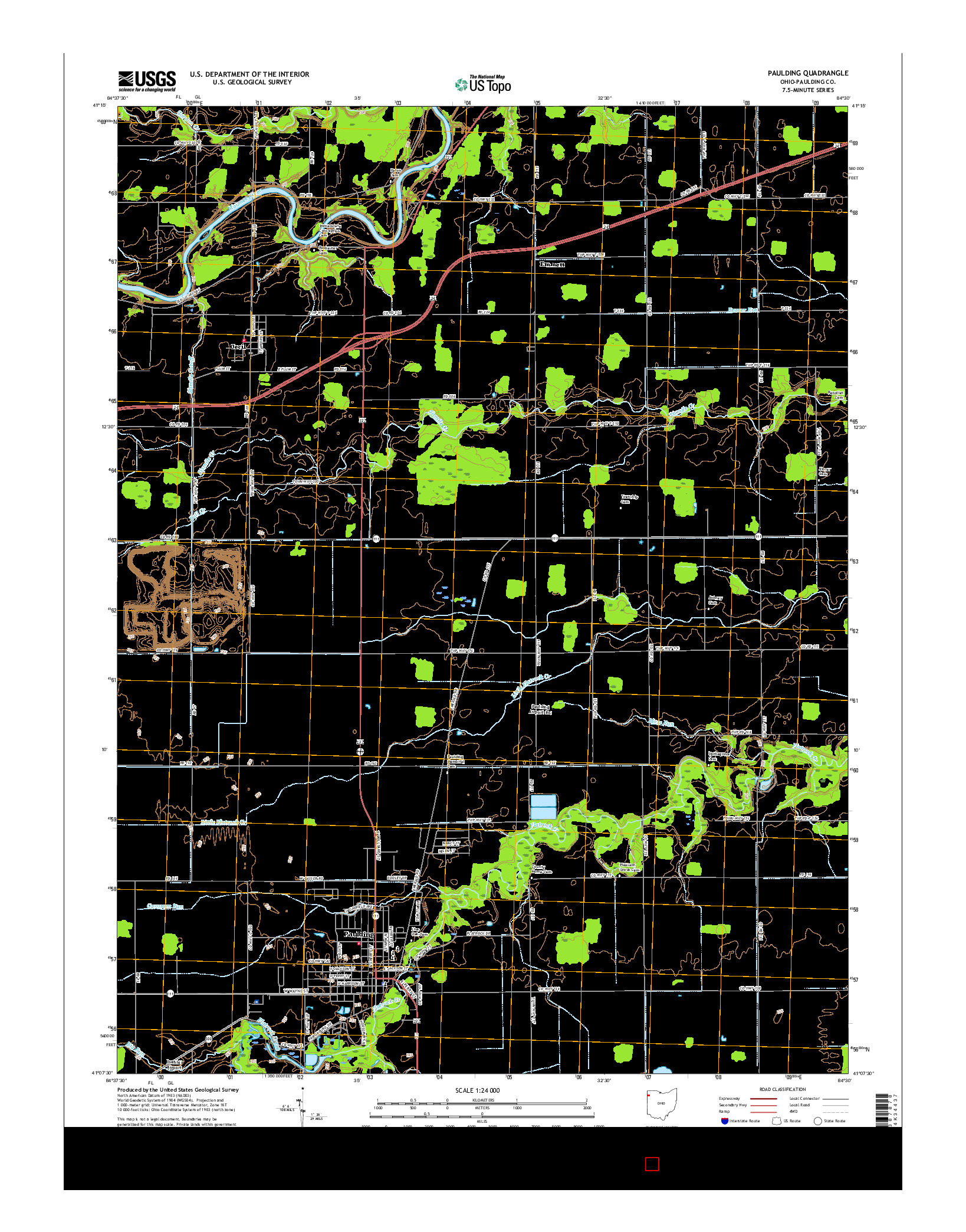 USGS US TOPO 7.5-MINUTE MAP FOR PAULDING, OH 2016