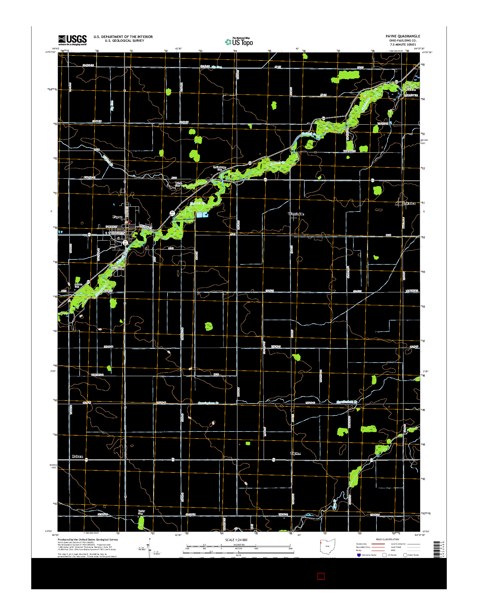 USGS US TOPO 7.5-MINUTE MAP FOR PAYNE, OH 2016