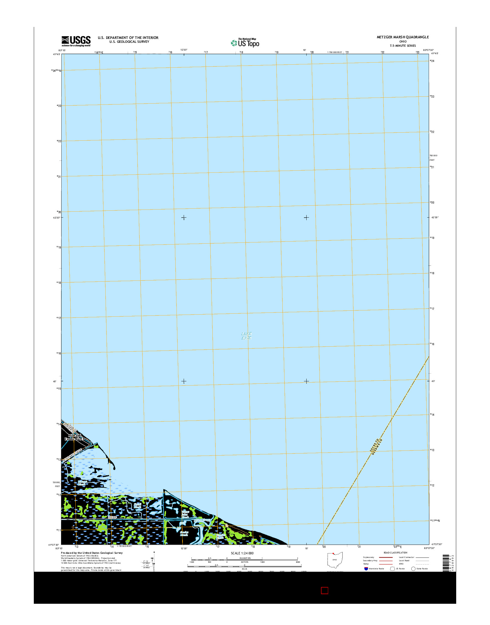 USGS US TOPO 7.5-MINUTE MAP FOR METZGER MARSH, OH 2016