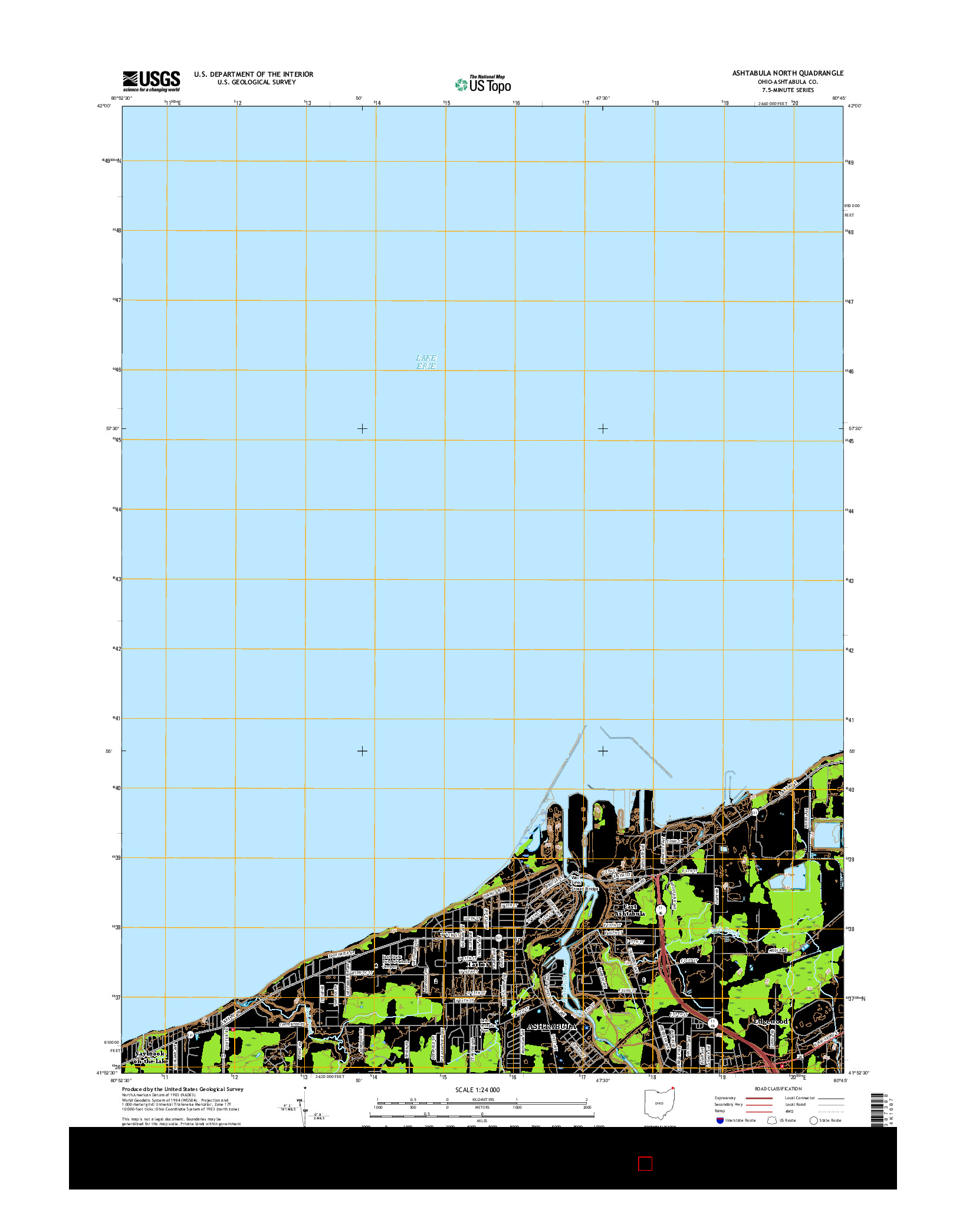 USGS US TOPO 7.5-MINUTE MAP FOR ASHTABULA NORTH, OH 2016