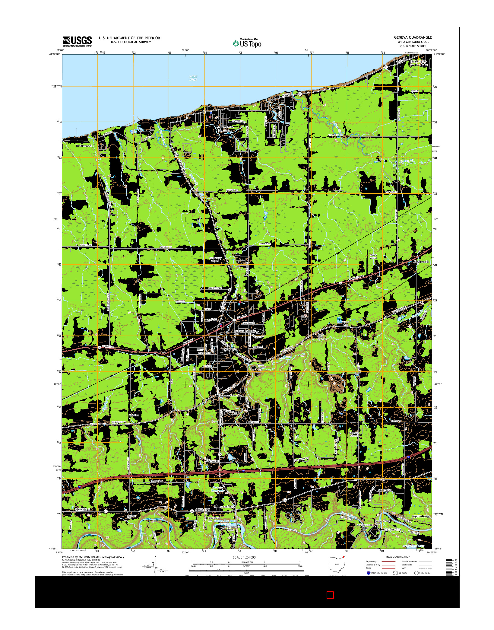 USGS US TOPO 7.5-MINUTE MAP FOR GENEVA, OH 2016