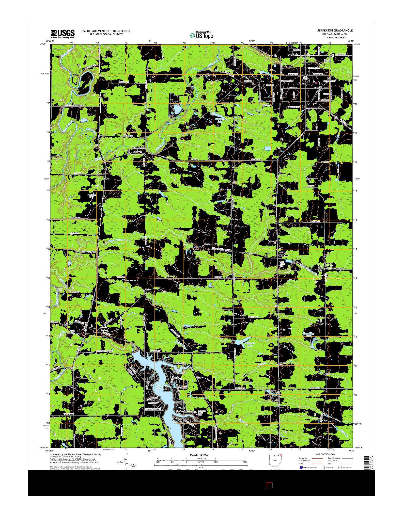 USGS US TOPO 7.5-MINUTE MAP FOR JEFFERSON, OH 2016