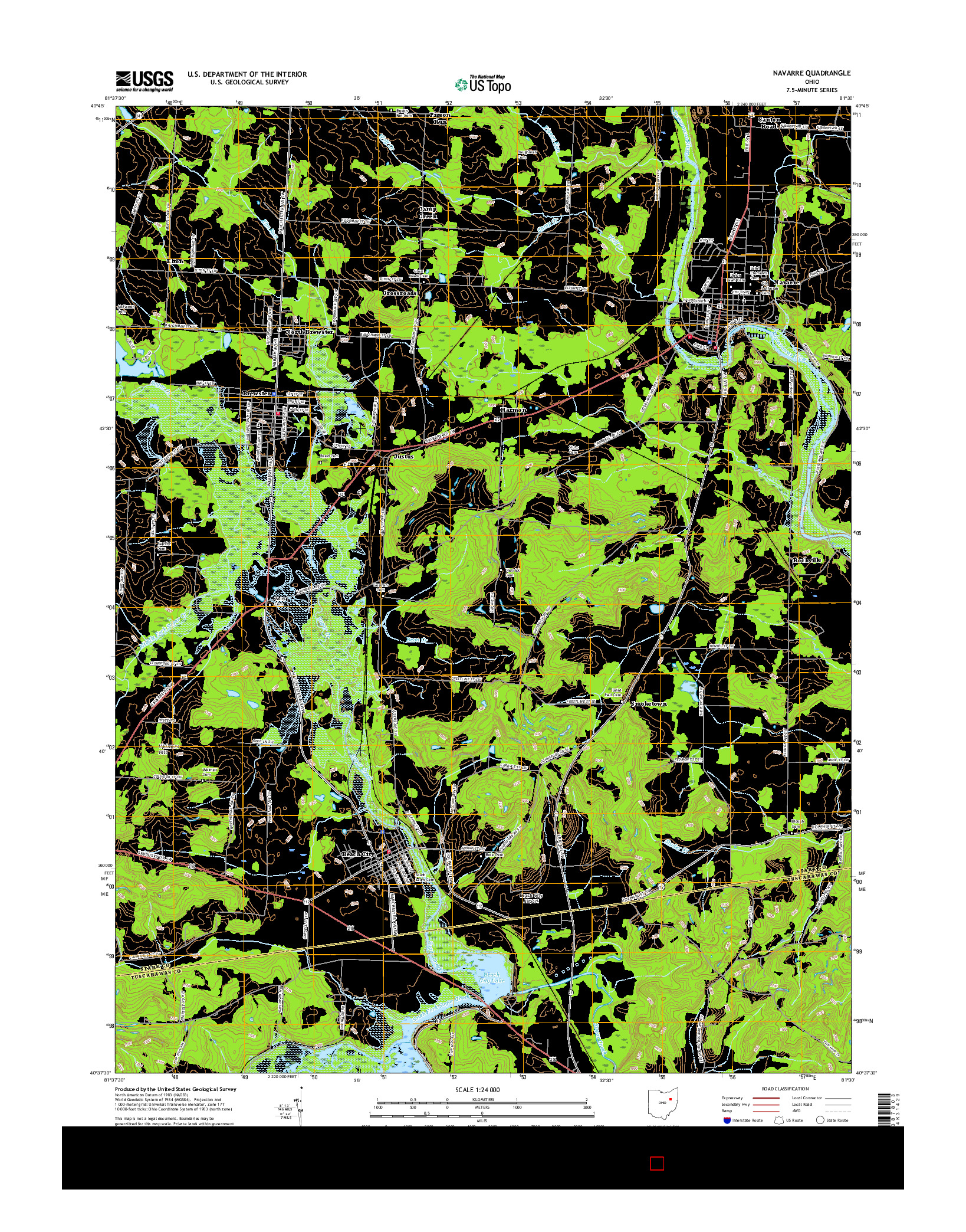 USGS US TOPO 7.5-MINUTE MAP FOR NAVARRE, OH 2016