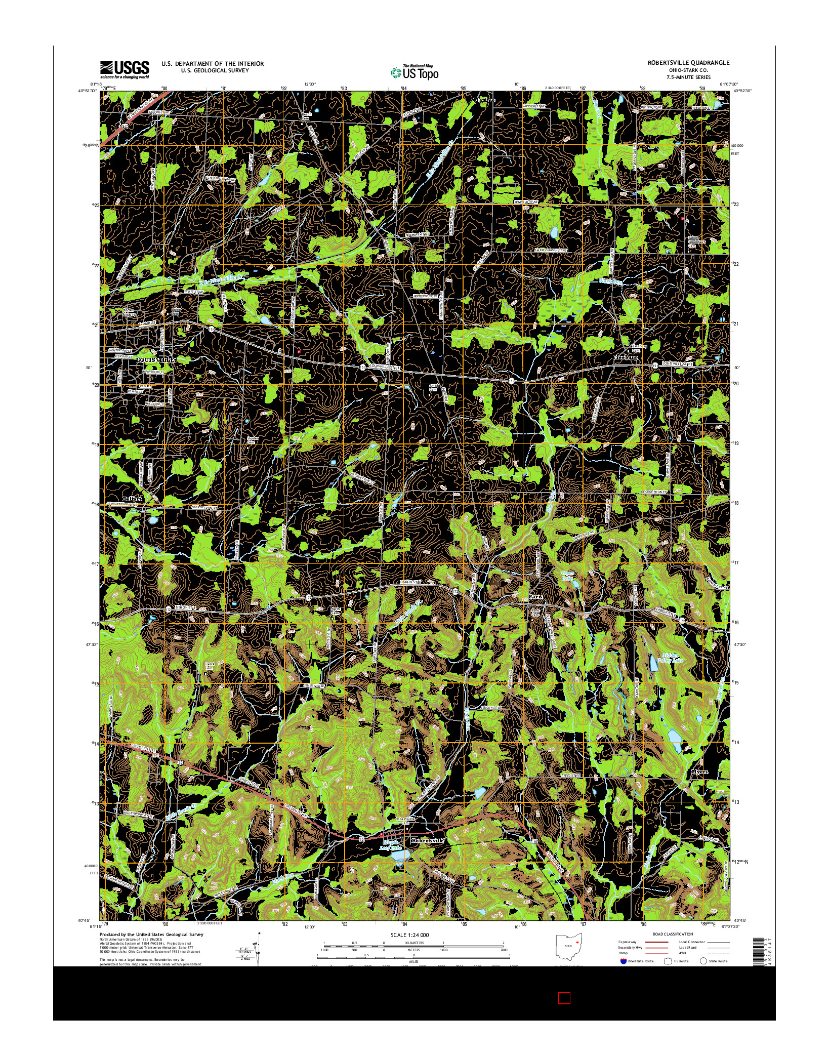 USGS US TOPO 7.5-MINUTE MAP FOR ROBERTSVILLE, OH 2016