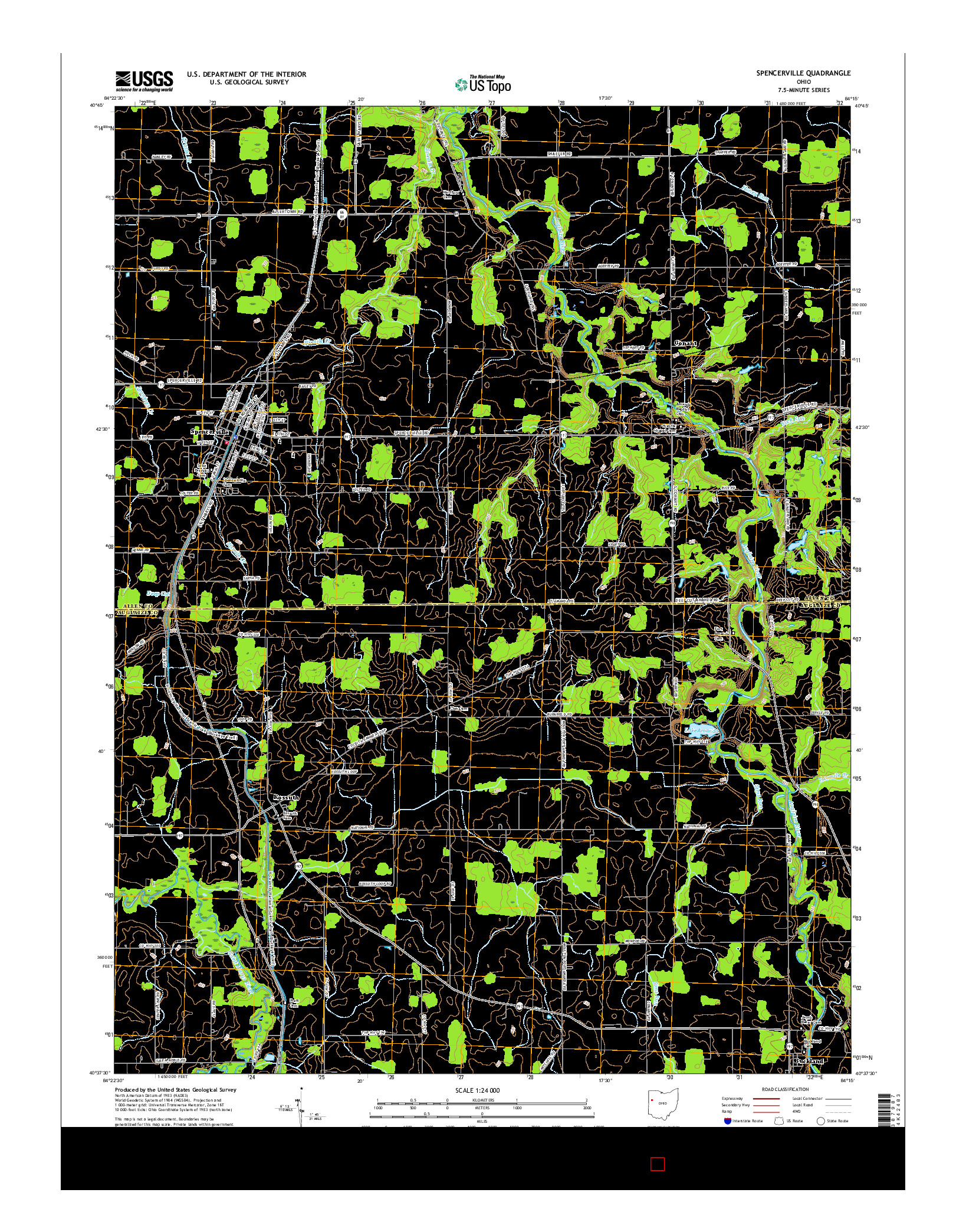 USGS US TOPO 7.5-MINUTE MAP FOR SPENCERVILLE, OH 2016