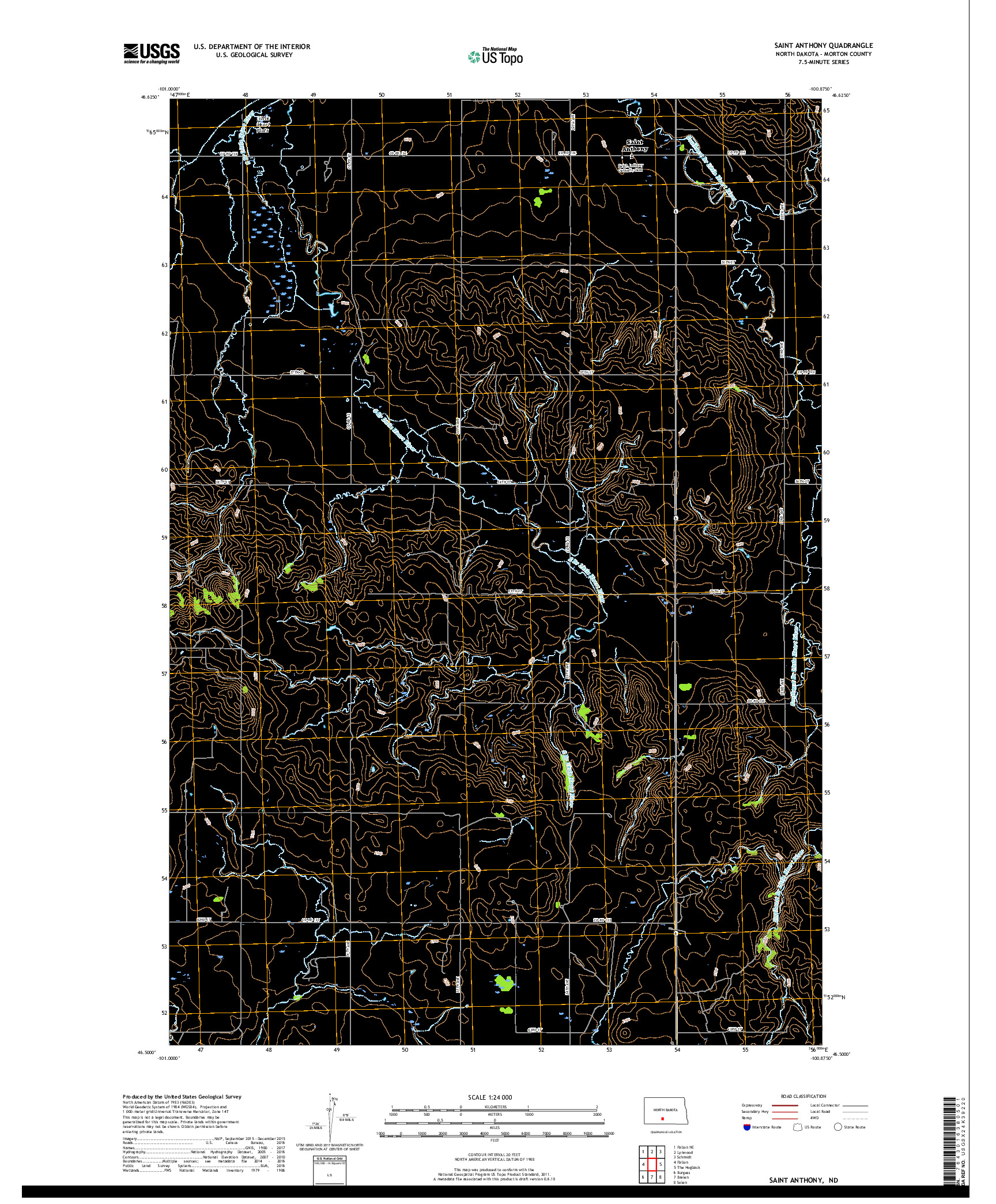 USGS US TOPO 7.5-MINUTE MAP FOR SAINT ANTHONY, ND 2017