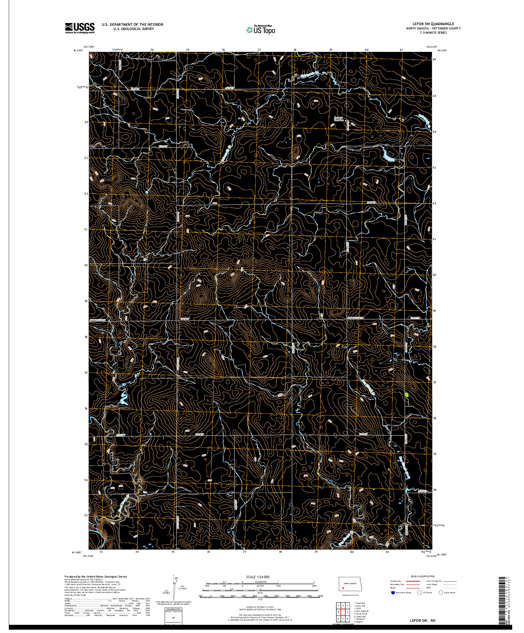 USGS US TOPO 7.5-MINUTE MAP FOR LEFOR SW, ND 2017