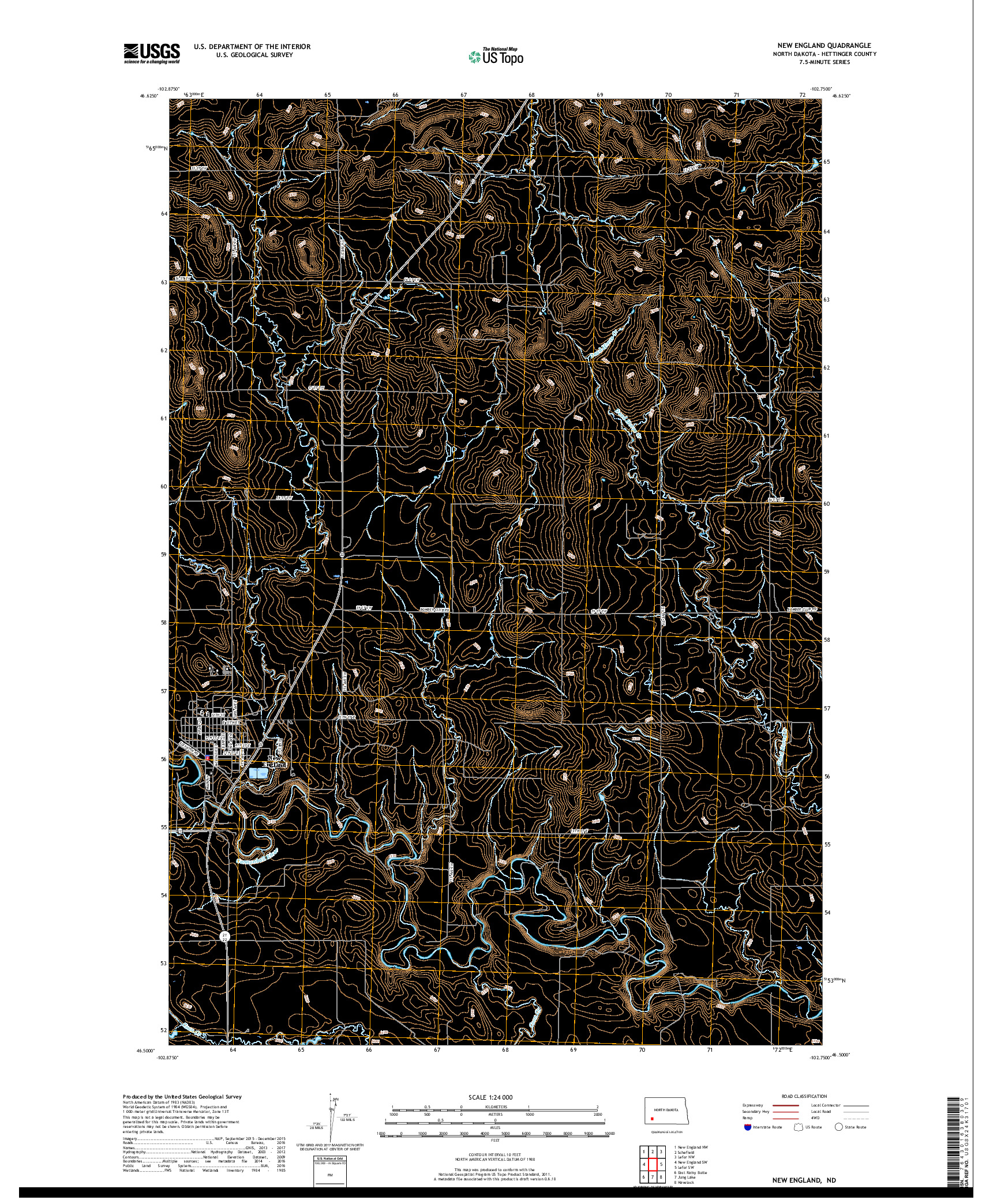 USGS US TOPO 7.5-MINUTE MAP FOR NEW ENGLAND, ND 2017