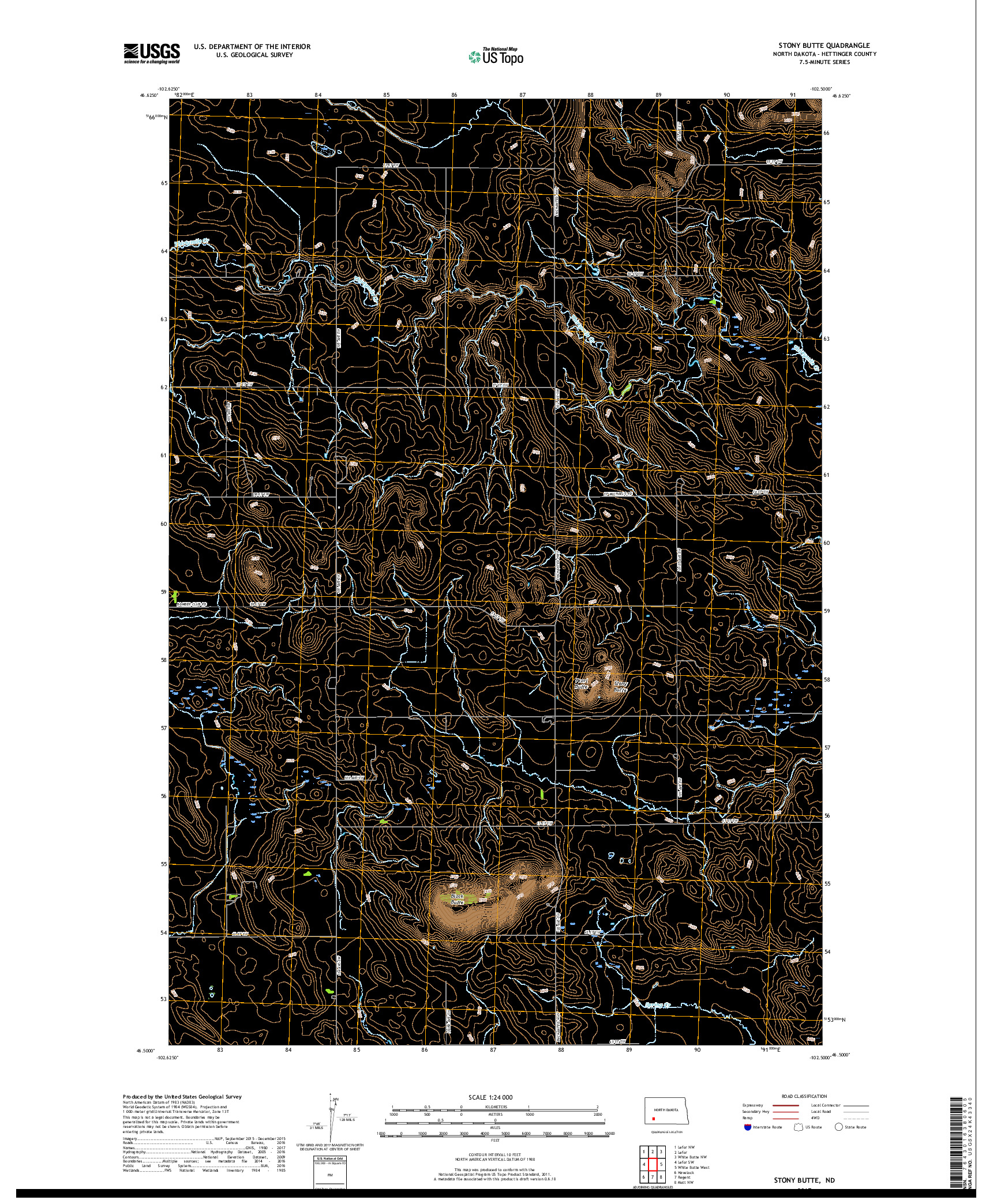 USGS US TOPO 7.5-MINUTE MAP FOR STONY BUTTE, ND 2017