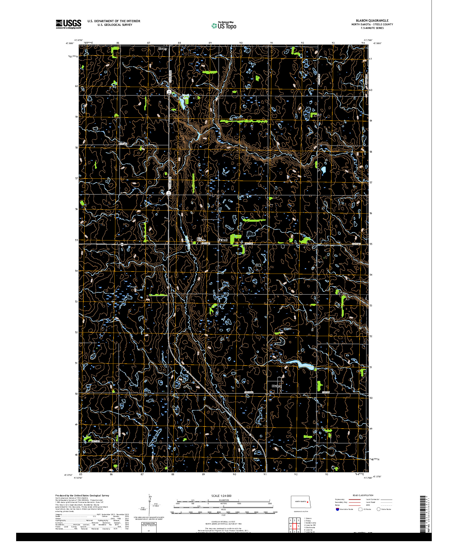 USGS US TOPO 7.5-MINUTE MAP FOR BLABON, ND 2017