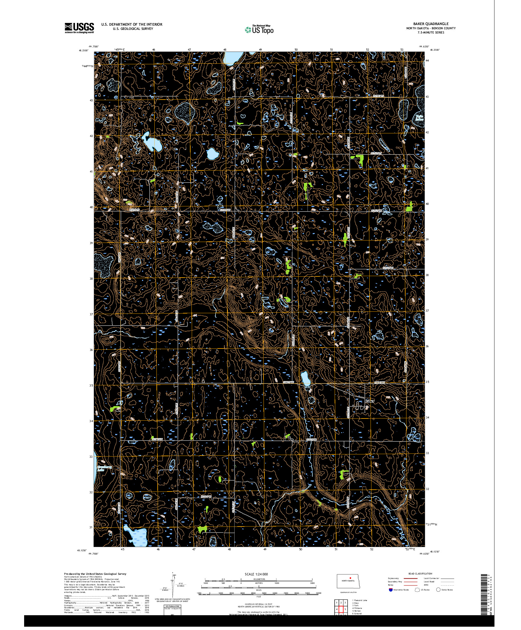 USGS US TOPO 7.5-MINUTE MAP FOR BAKER, ND 2017