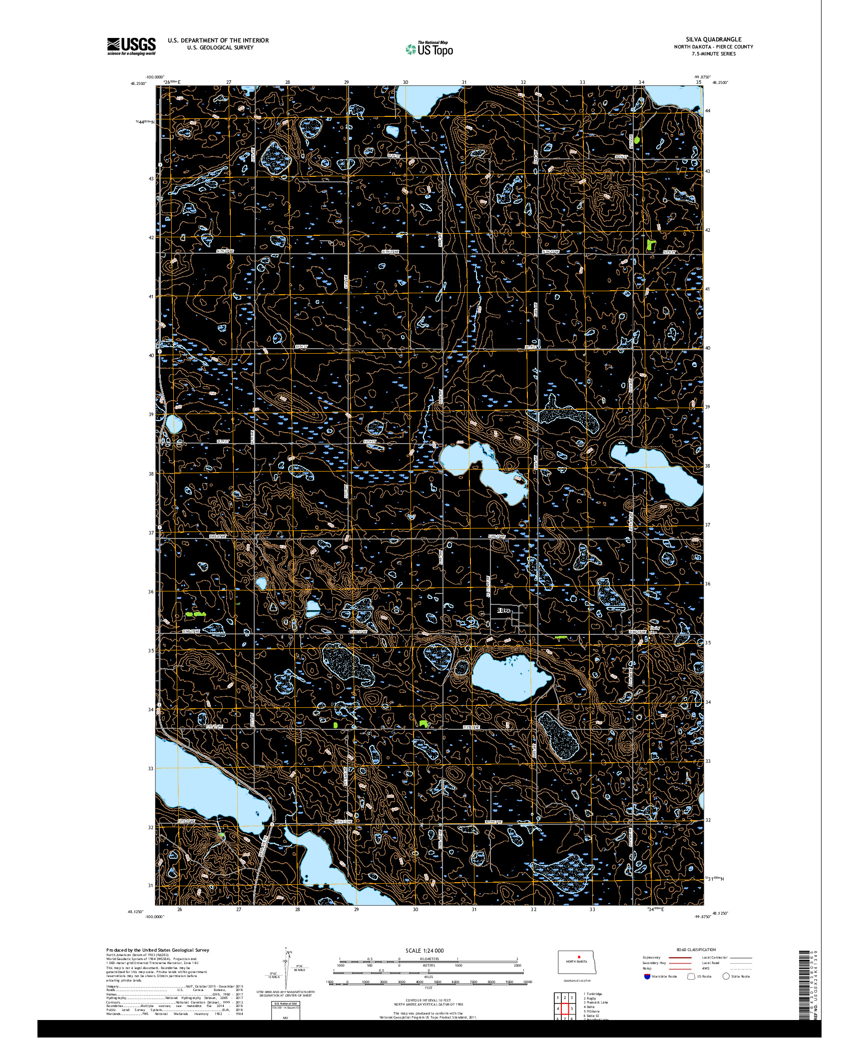 USGS US TOPO 7.5-MINUTE MAP FOR SILVA, ND 2017