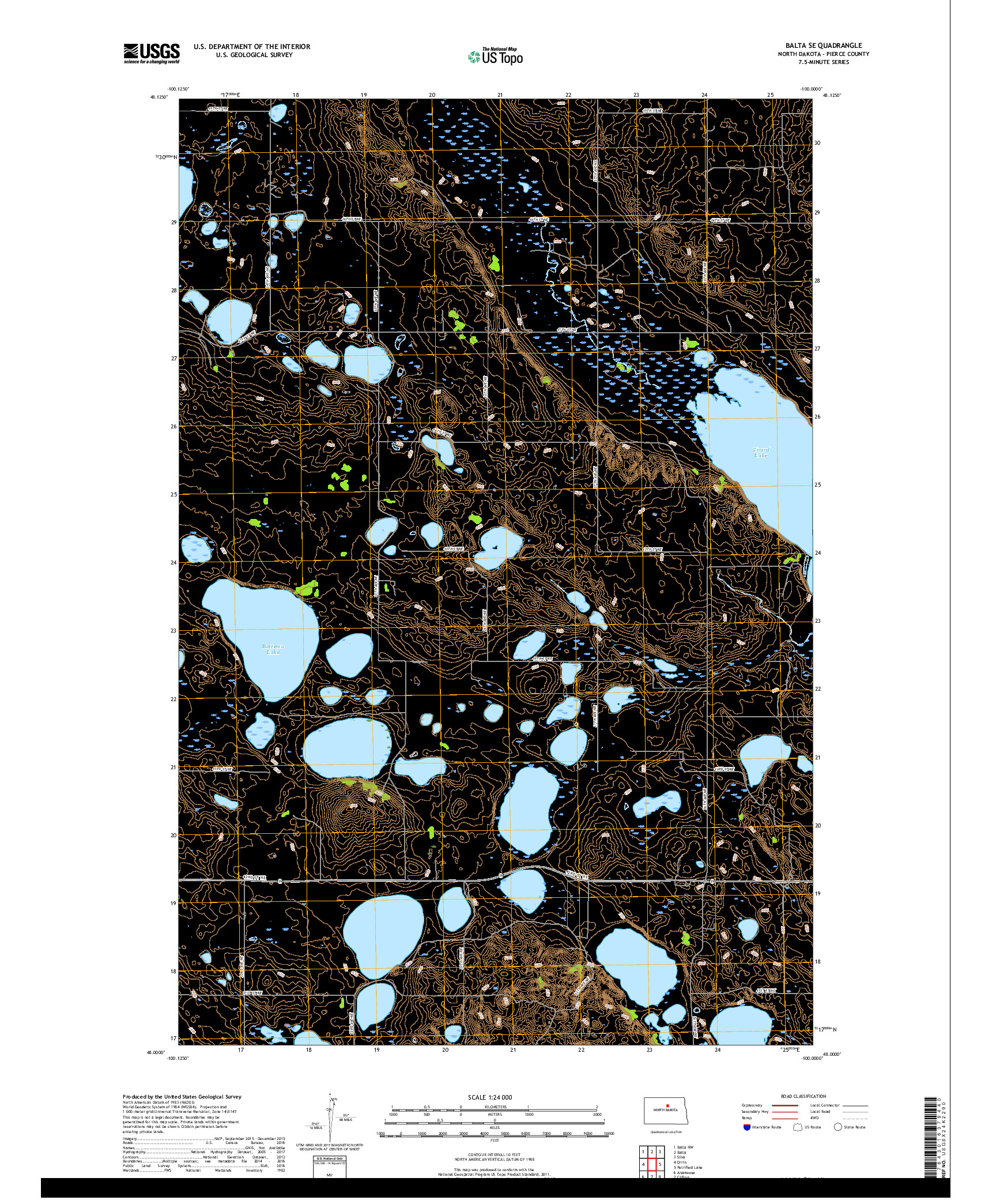 USGS US TOPO 7.5-MINUTE MAP FOR BALTA SE, ND 2017