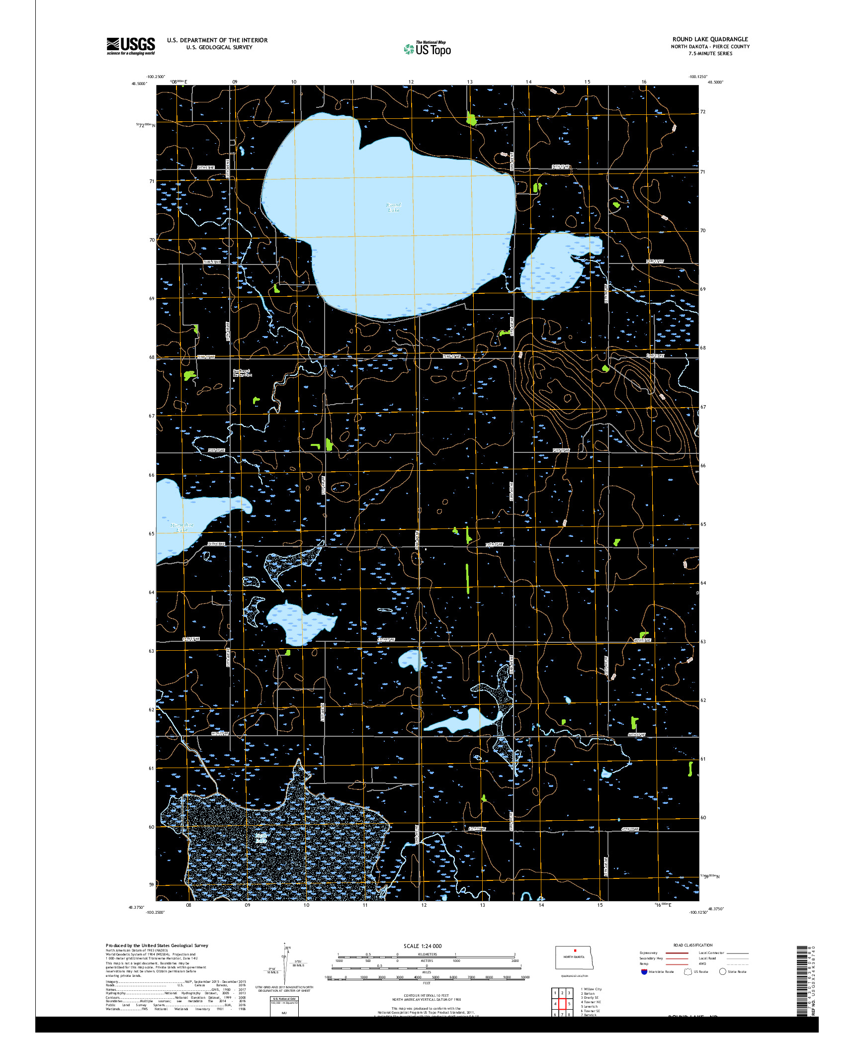USGS US TOPO 7.5-MINUTE MAP FOR ROUND LAKE, ND 2017