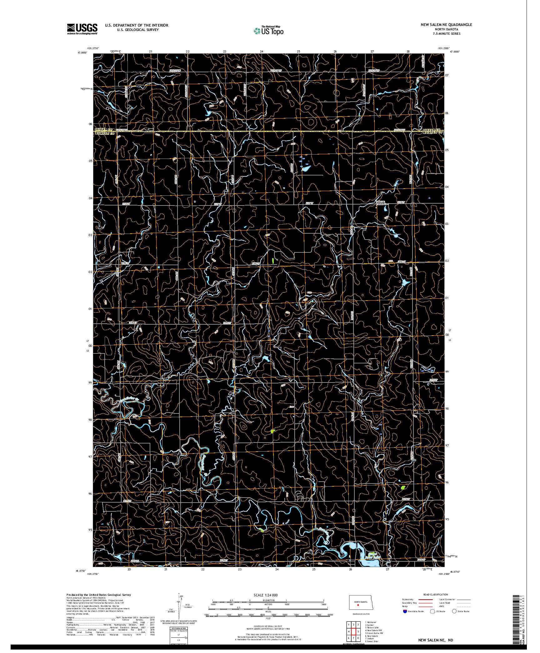 USGS US TOPO 7.5-MINUTE MAP FOR NEW SALEM NE, ND 2017