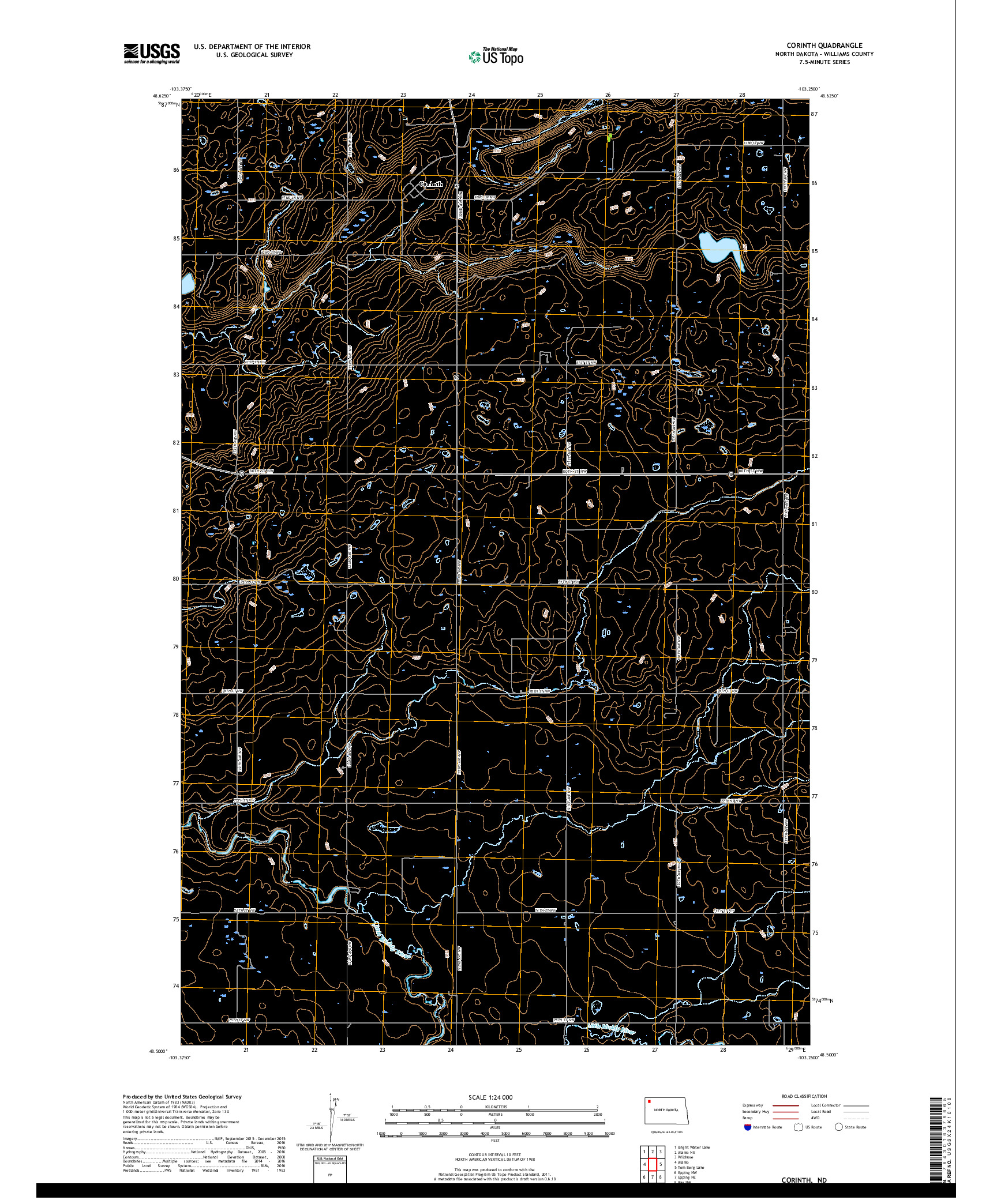 USGS US TOPO 7.5-MINUTE MAP FOR CORINTH, ND 2017