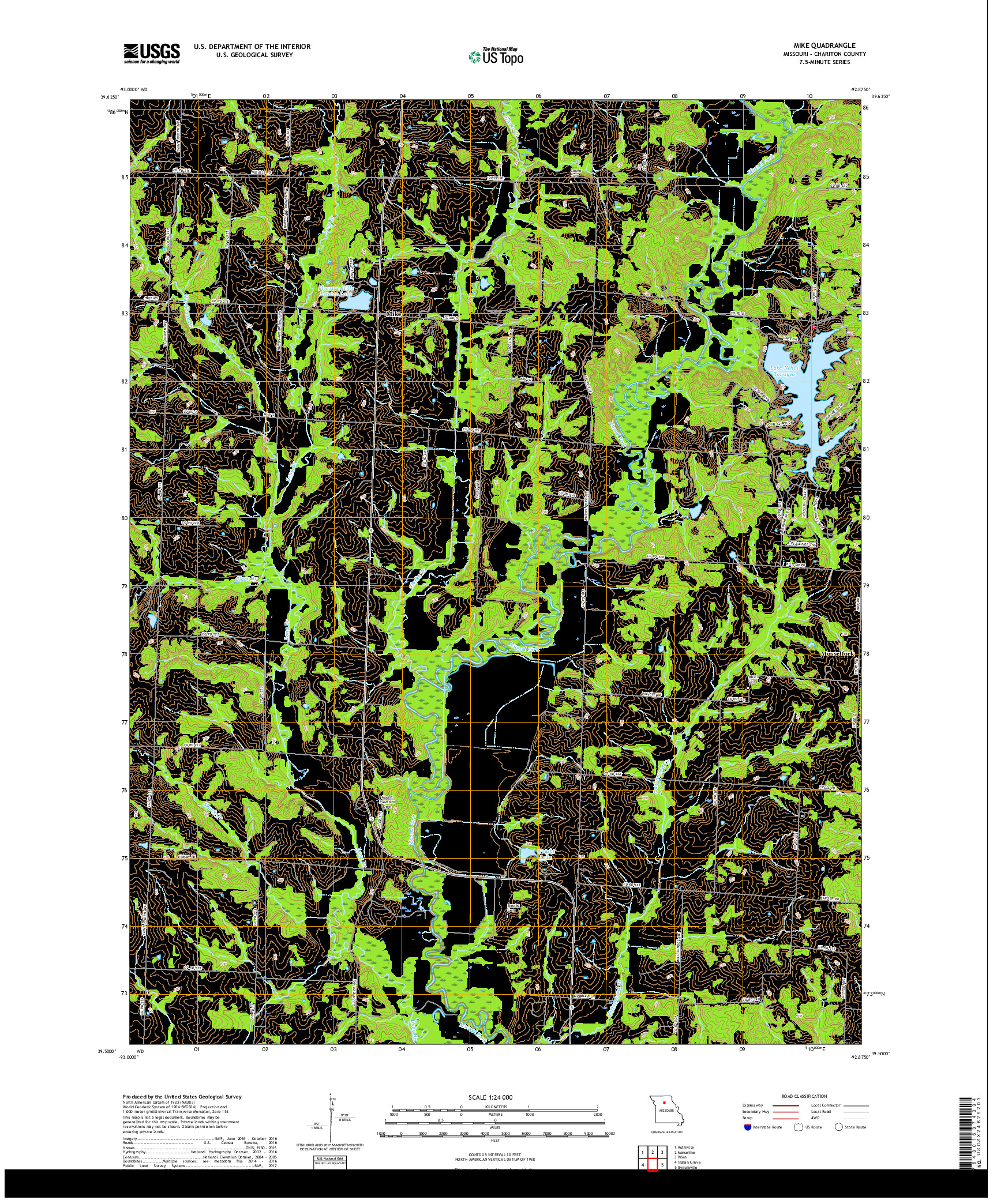 USGS US TOPO 7.5-MINUTE MAP FOR MIKE, MO 2017